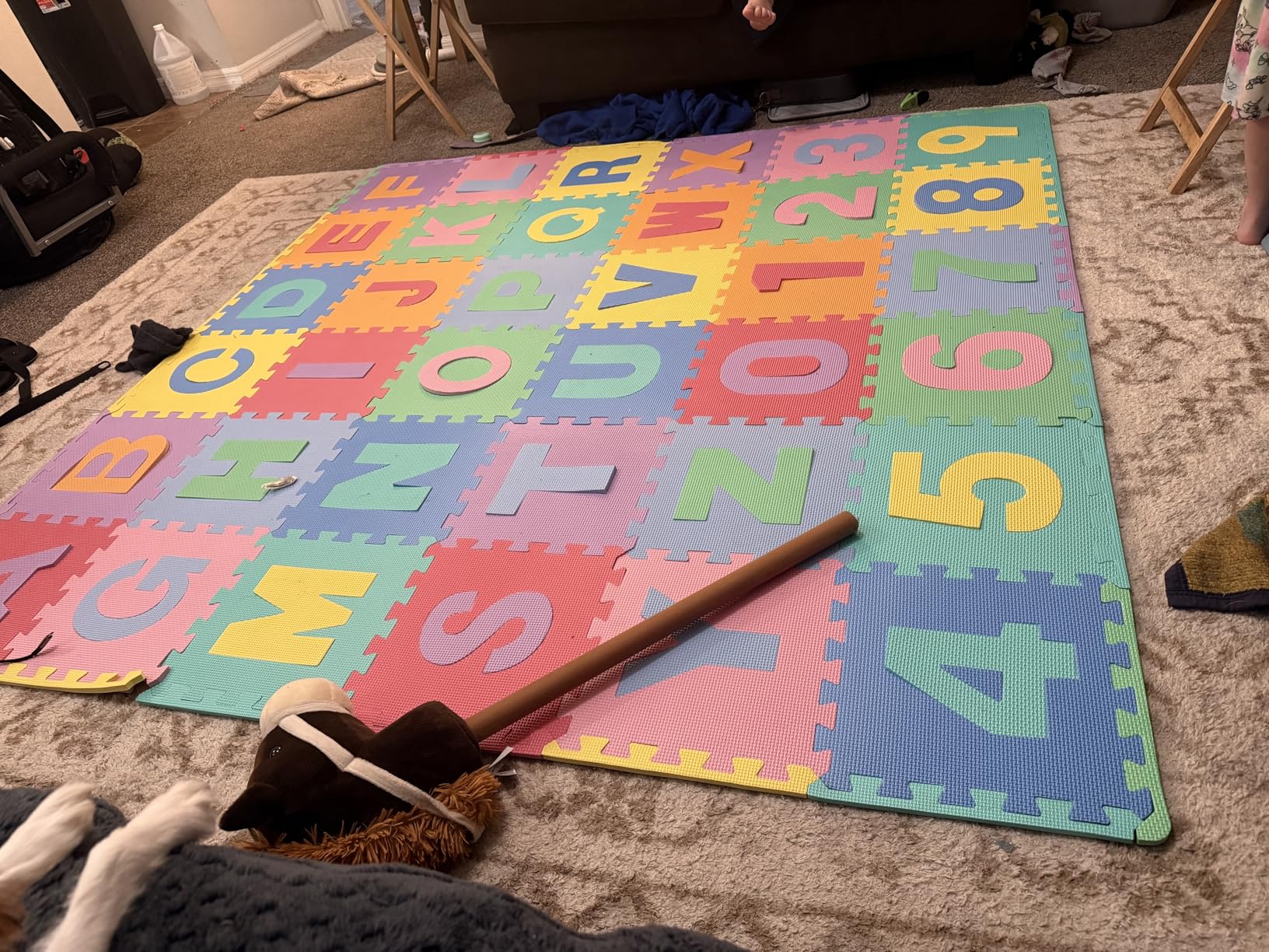 ProSource Kids Puzzle Alphabet, Numbers, 36 Tiles and Edges Play Mat, 12