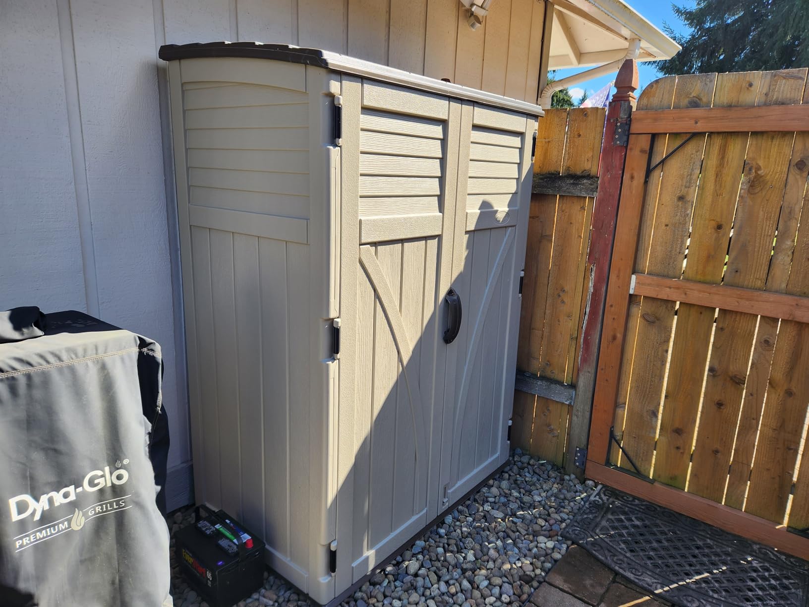 Suncast Outdoor Storage Shed, Water Resistant Resin Vertical Outdoor Storage Cabinet, 54 cu. ft., Made in USA customer photo 1