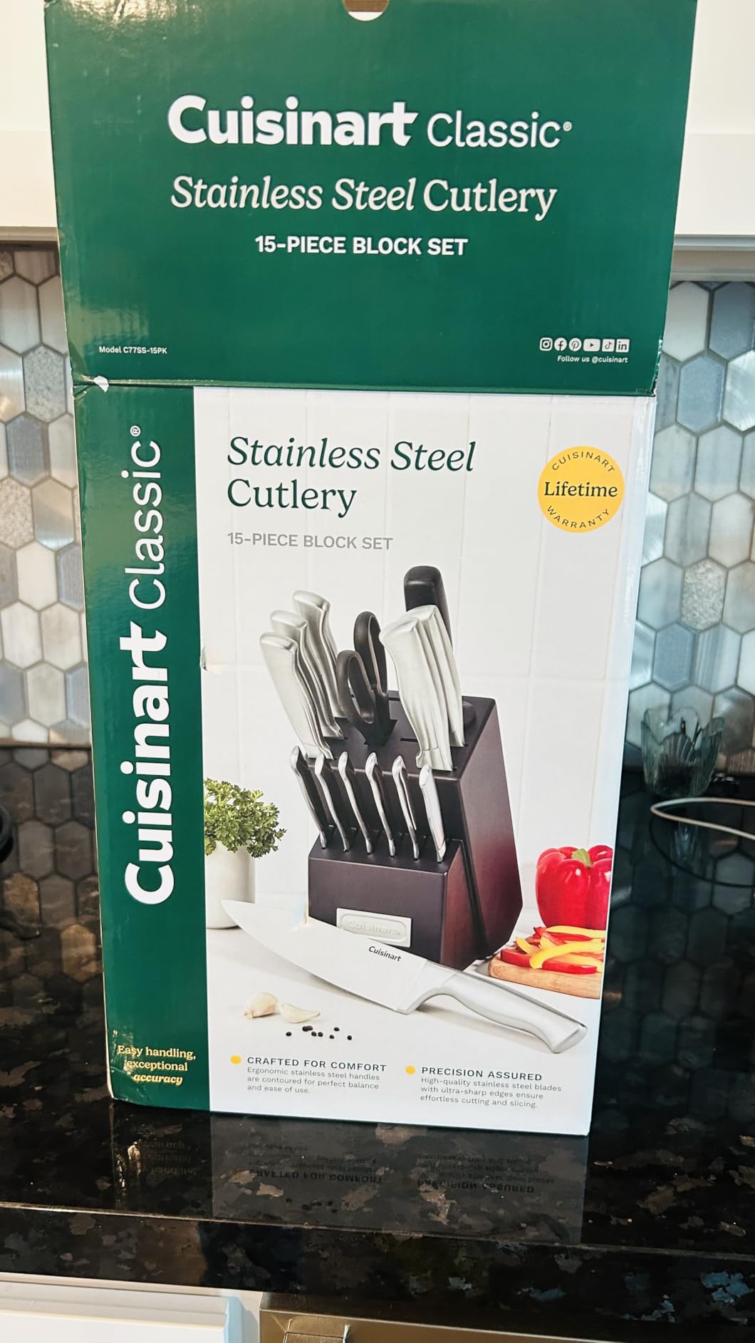 Cuisinart Stainless Steel Hollow Handle 15-Piece Cutlery Block Set, Kitchen Knife Set with Steel Blades for Precise Cutting, Durable Knives with Ergonomic Handles, C77SS-15PK customer photo 1