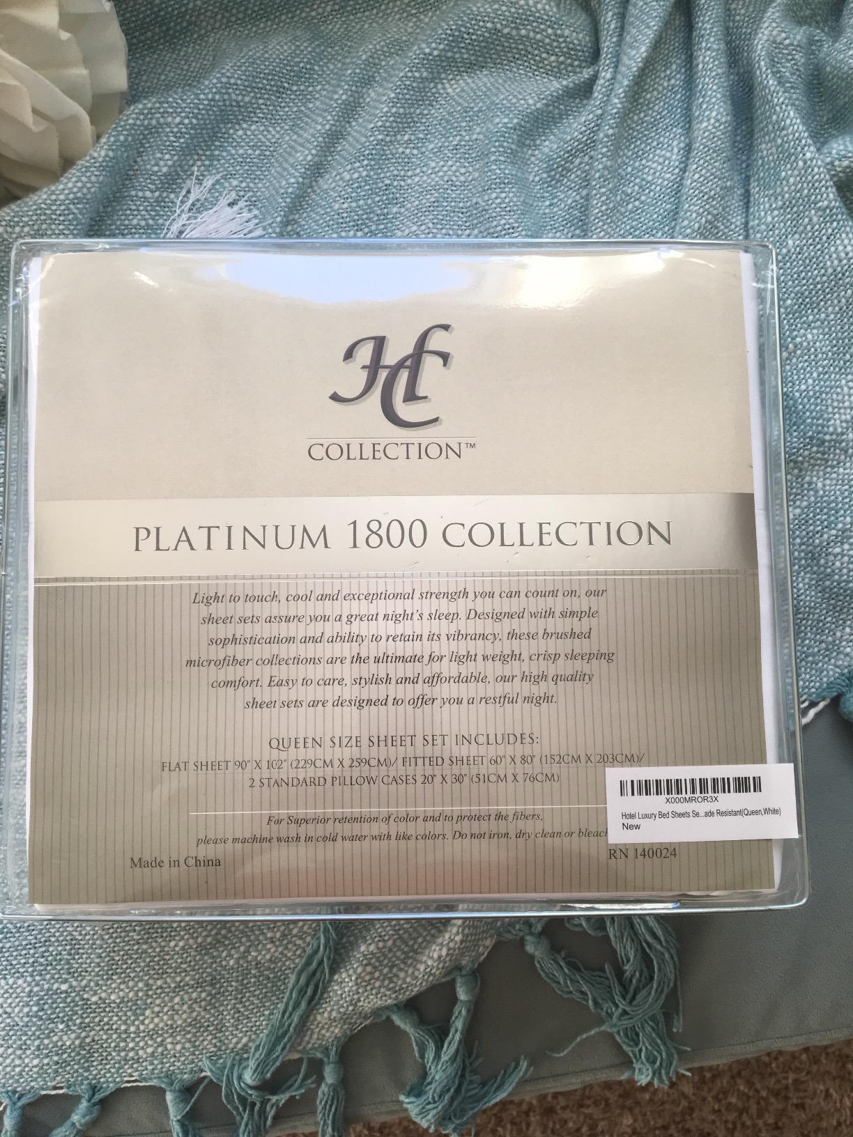 HC Collection Bed Sheets Set, HOTEL LUXURY Platinum Collection 1800 Series Bedding Set, Deep Pockets, Wrinkle & Fade Resistant, Hypoallergenic Sheet & Pillow Case Set (Queen, White) customer photo 2