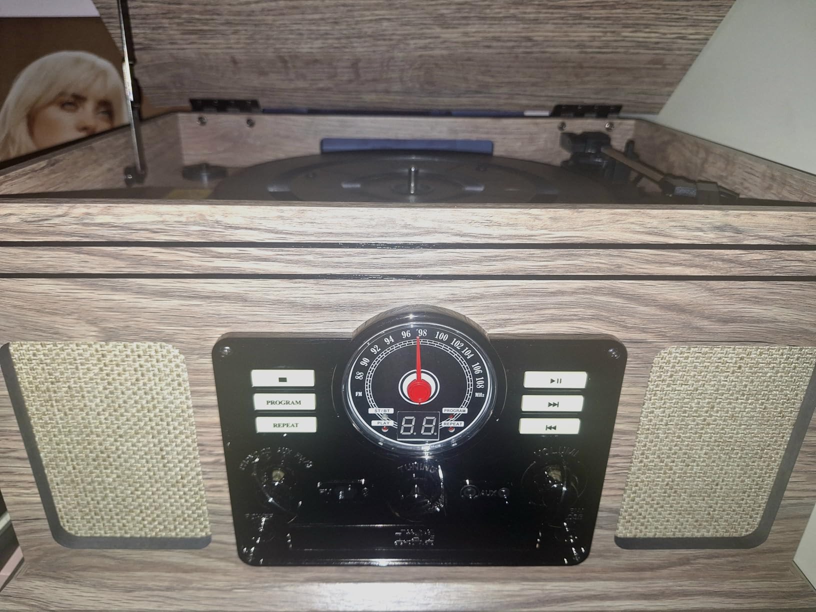 Victrola The Quincy 6-in-1 Bluetooth Record Player & Multimedia Center with Built-in Speakers - 3-Speed Turntable, CD & Cassette Player, FM Radio, Wireless Music Streaming (Mahogony) customer photo 2