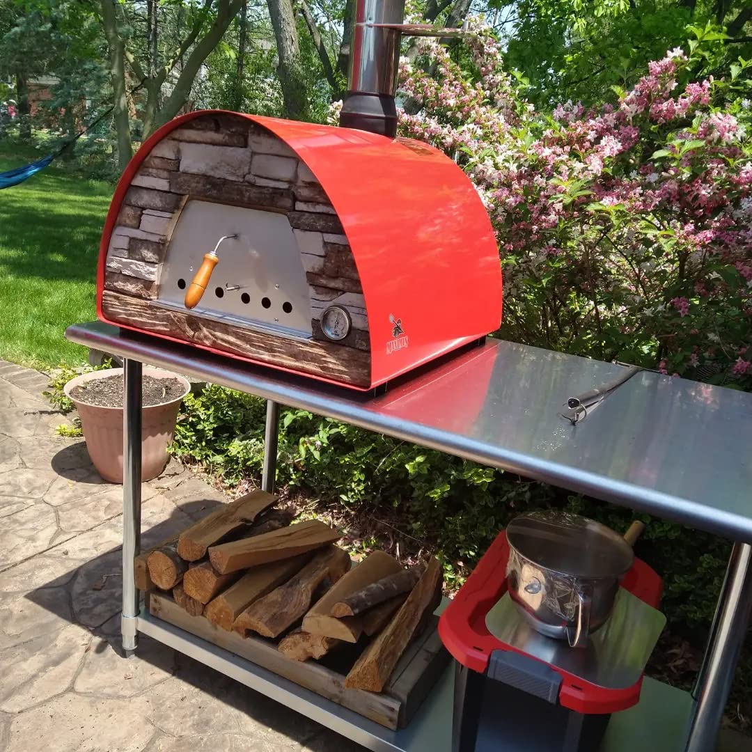 Authentic Pizza Ovens Maximus Red Wood-Fired Portable Outdoor Pizza Oven, Handmade in Portugal, Stainless Steel Chimney, Pizza Peel, Thermometer, Extra Floor Tile & Baking Dish Included customer photo 1