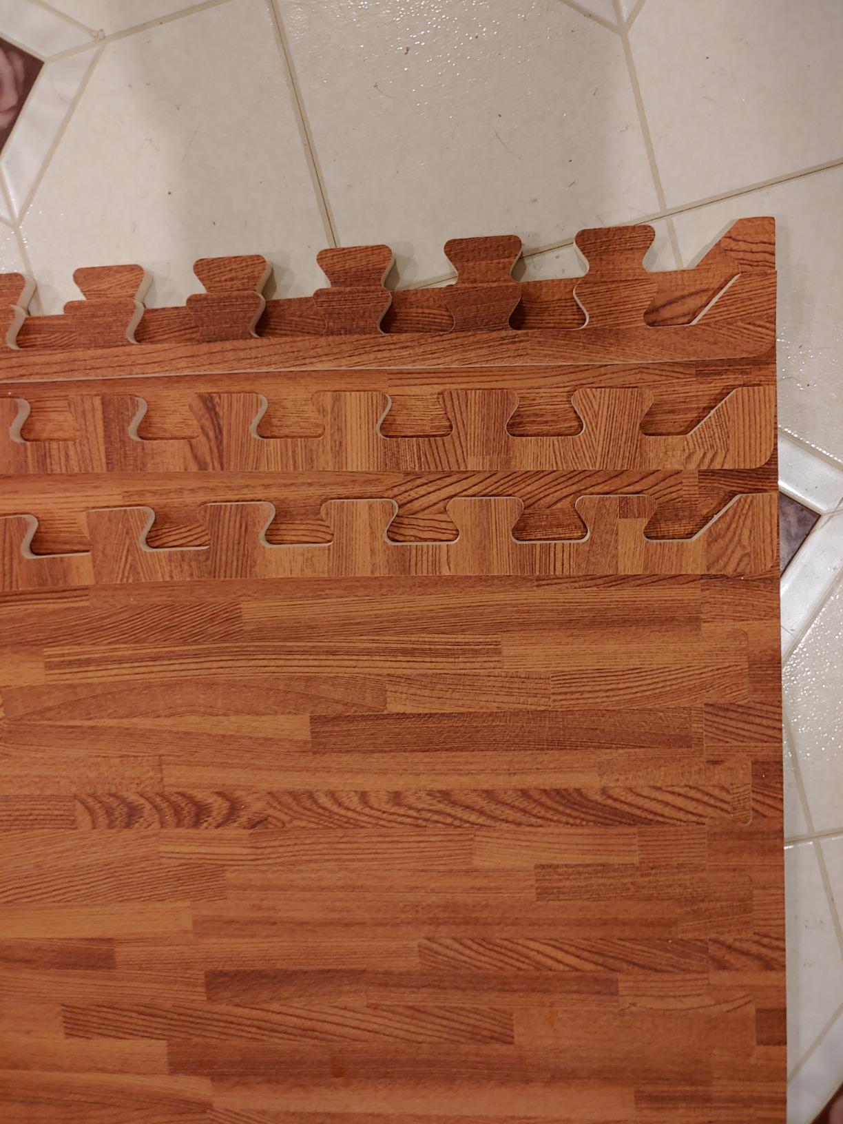 Forest Floor 3/8 Inch Thick Printed Foam Tiles, Premium Wood Grain Interlocking Foam Floor Mats, Anti-Fatigue Flooring - Stylish Flooring Solution customer photo 2
