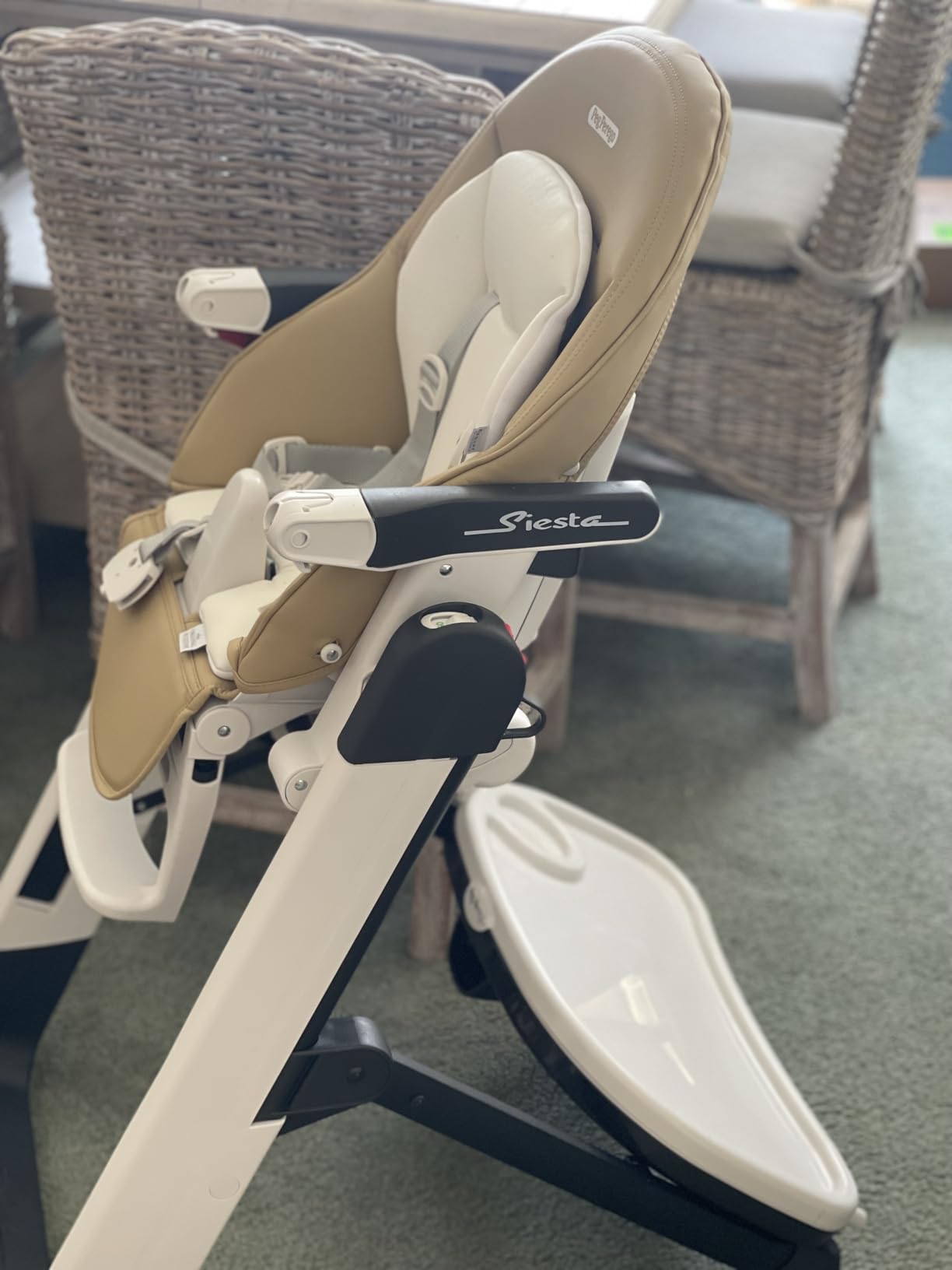 Peg Perego Siesta, Grow With Baby Folding High Chair & Recliner, Height Adjustable, Quick Clean & Easy Push Wheels For Babies & Toddlers, Made in Italy, Ice (Grey) customer photo 2