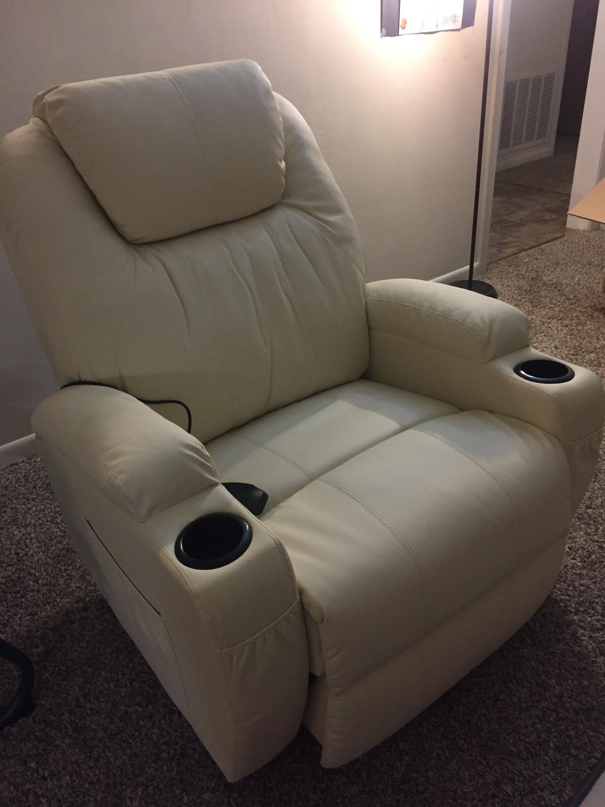 Esright Massage Recliner Chair Heated Composite Material Ergonomic Lounge 360 Degree Swivel (Cream) customer photo 1