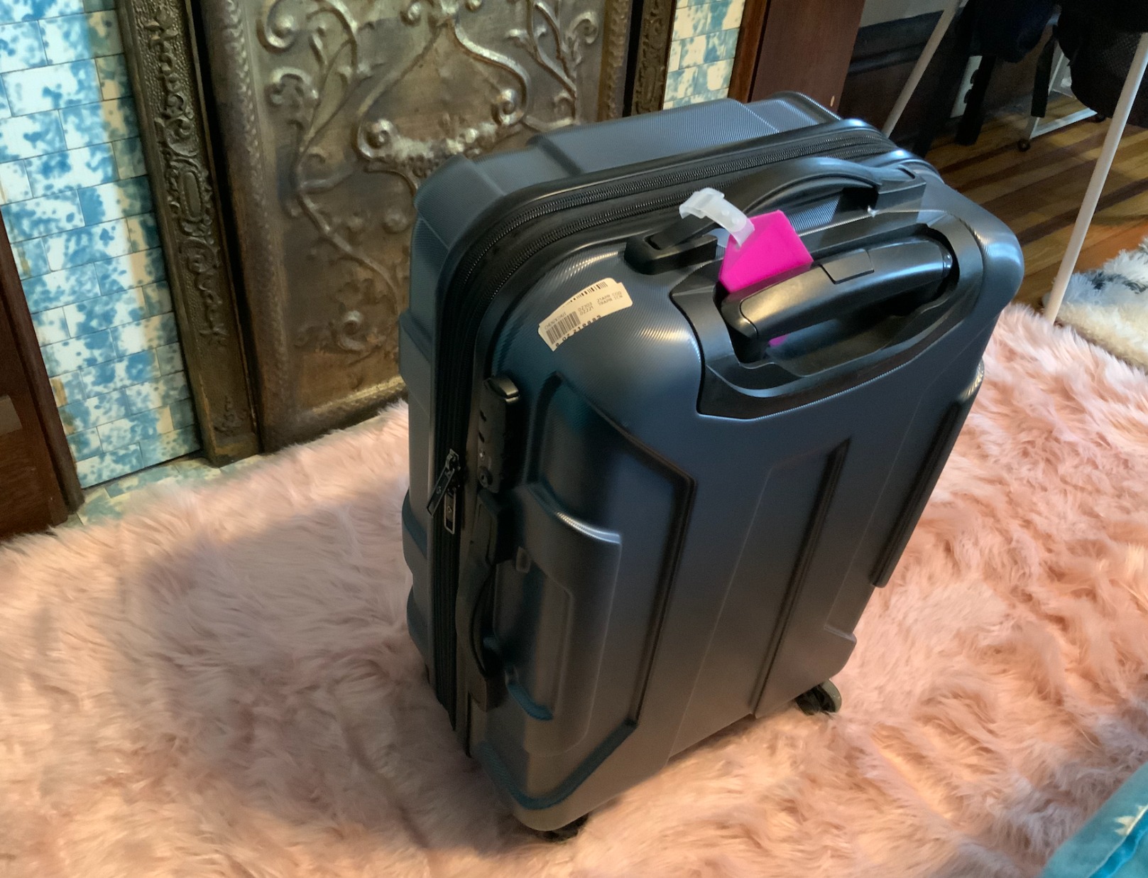 Samsonite Centric Hardside Expandable Luggage with Spinner Wheels, Blue Slate, Checked-Large 28-Inch customer photo 1