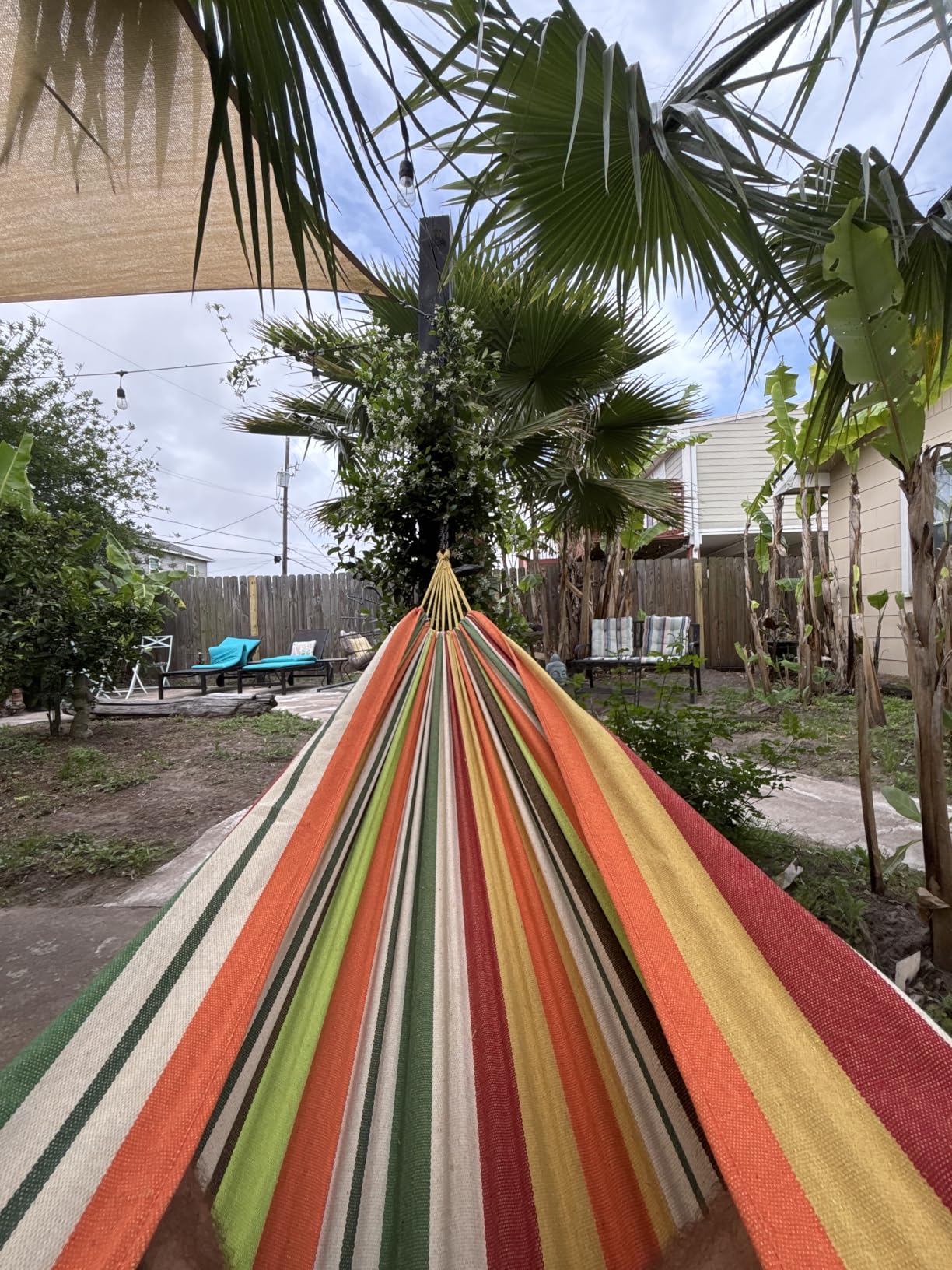 ANYOO Cotton Hammock Portable Camping Hammocks for Hanging Sturdy Garden Comfortable Fabric Hammock with Tree Straps Up to 660lbs with Travel Bag for Camping Outdoor/Indoor Patio Backyard customer photo 2