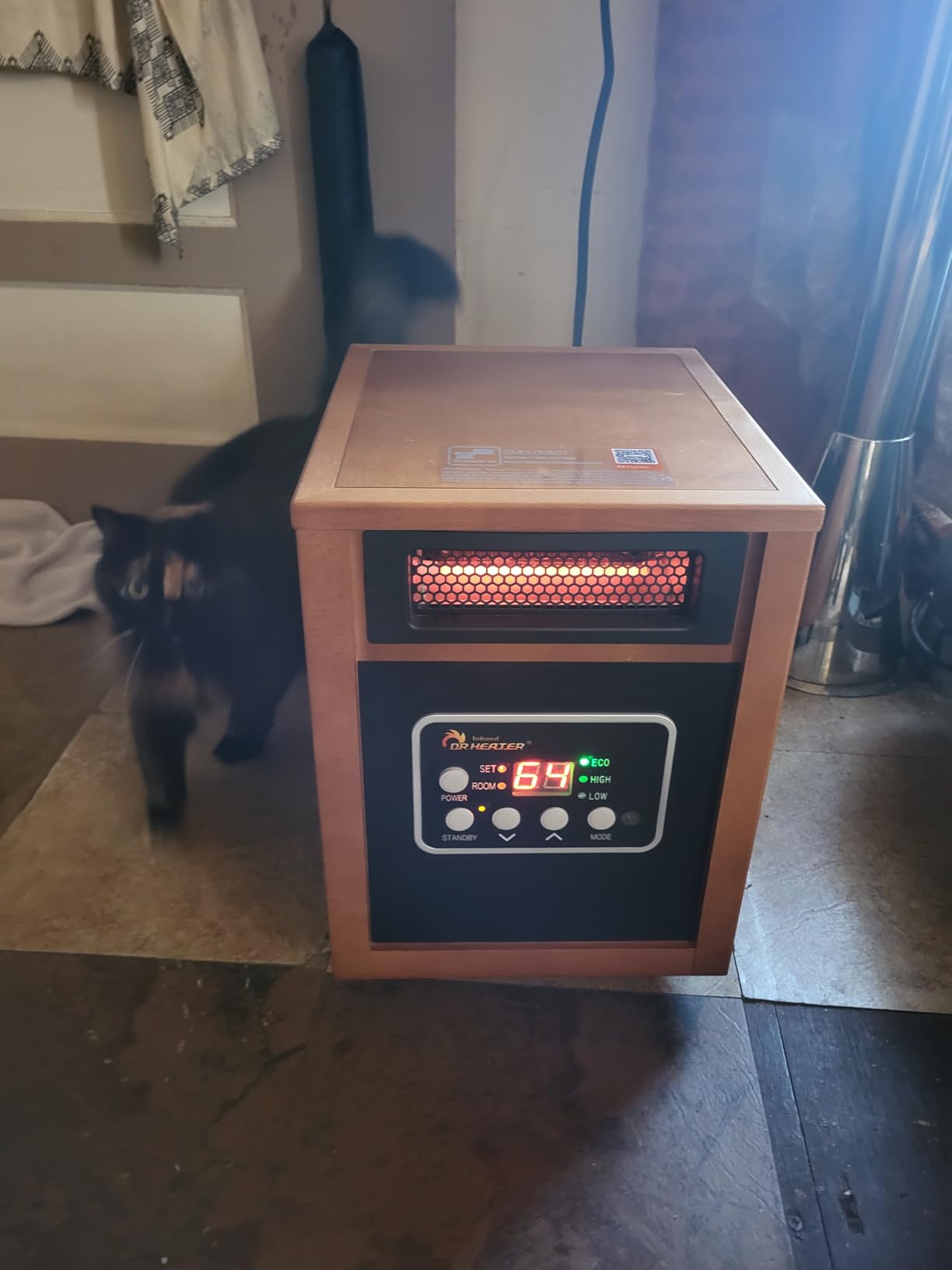 DR. INFRARED HEATER DR-998, 1500W Dual Heating Infrared Space Heater with Humidifier, Oscillation, Remote Control, Thermostat & Safety Protection, Portable with Wheels, Energy Efficient, Walnut customer photo 2