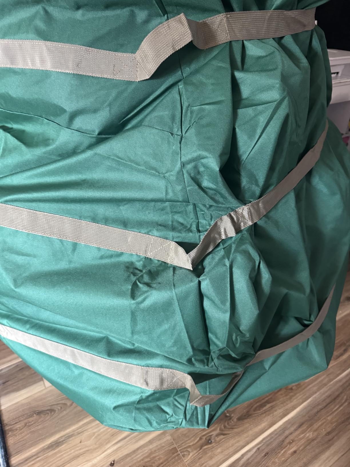 Christmas Tree Storage Bag - Upright Zippered Canvas Cover for 9-Foot Artificial Trees with Buckle Straps and Cinch by Tiny Tim Totes (Green) customer photo 1