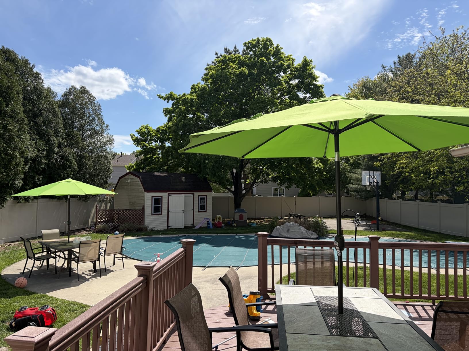 Blissun 9' Outdoor Patio Umbrella, Outdoor Table Umbrella, Yard Umbrella, Market Umbrella with 8 Sturdy Ribs, Push Button Tilt and Crank customer photo 1