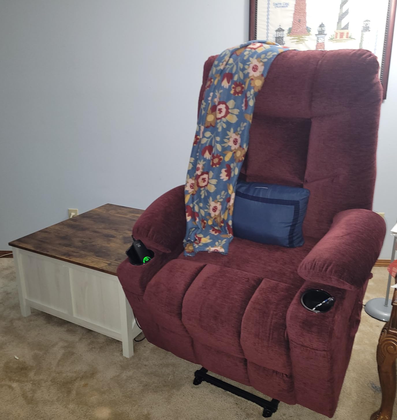 MCombo Power Lift Recliner Chair with Extended Footrest for Elderly People, Fabric 7287/7087 (Brown, Medium) customer photo 2