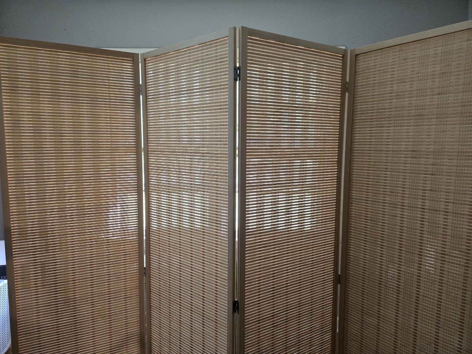 JOSTYLE Room Divider 4 Panel Folding Privacy Screen, Bamboo Room Divider Screen - 6 ft. Tall Wall Divider for Room Separation Freestanding Partition Separators, Beige customer photo 2
