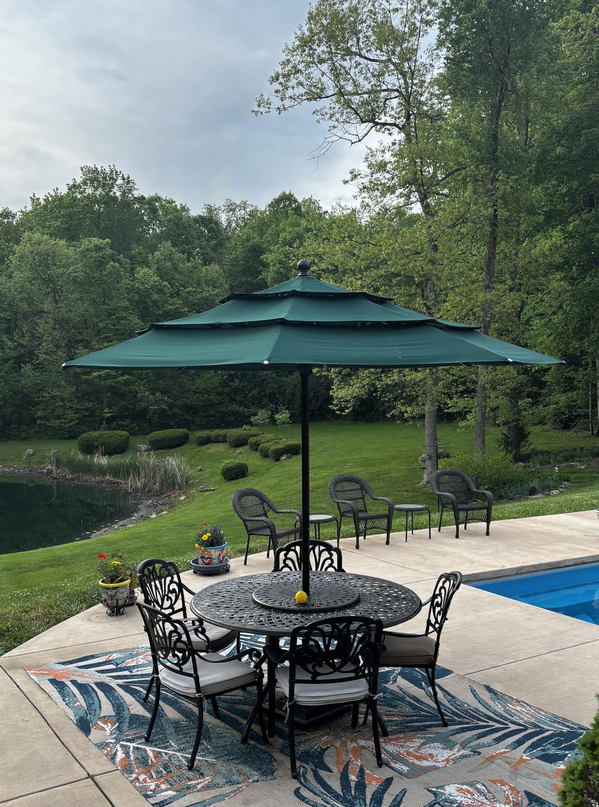 EliteShade USA 10-Year-Non-Fading 9ft 3-Tier Market Patio Umbrella, Commercial Grade Outdoor Table Umbrella with Crank Open, Windproof & UPF 50+ UV Protection, Heavy Duty Ventilation for Garden, Deck, Pool, Backyard, Beach & Bistro, Navy Blue customer photo 1