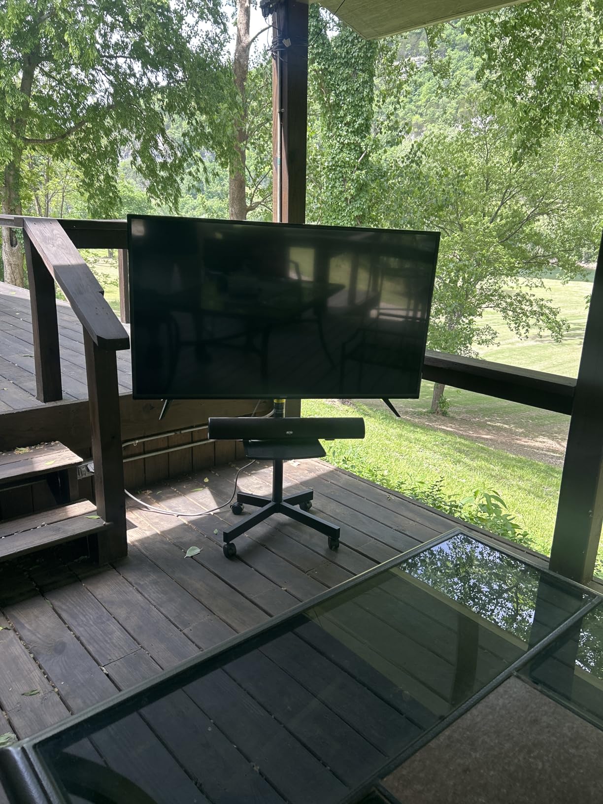 PERLESMITH Rolling TV Stand with Wheels for 32-85 Inch LCD LED 4K Flat Screen TVs, Tilt Mobile TV Cart with Shelf Holds Up to 100 lbs, Height Adjustable Floor TV Stand Max VESA 600x400mm- PSTVMC05 customer photo 1