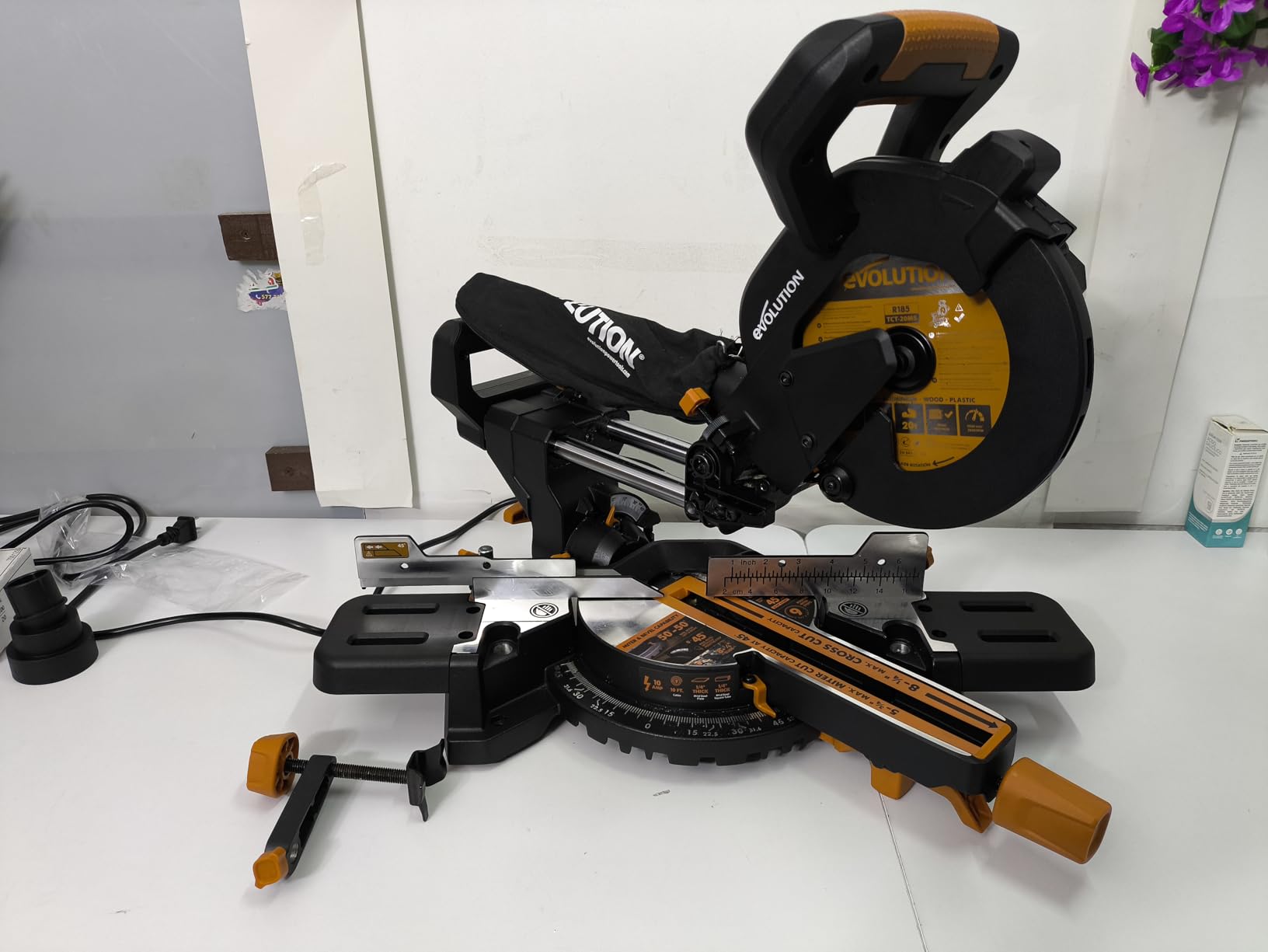 Evolution Power Tools R185SMS+ Sliding Miter Saw with Multi-Material Cutting, 7-1/4