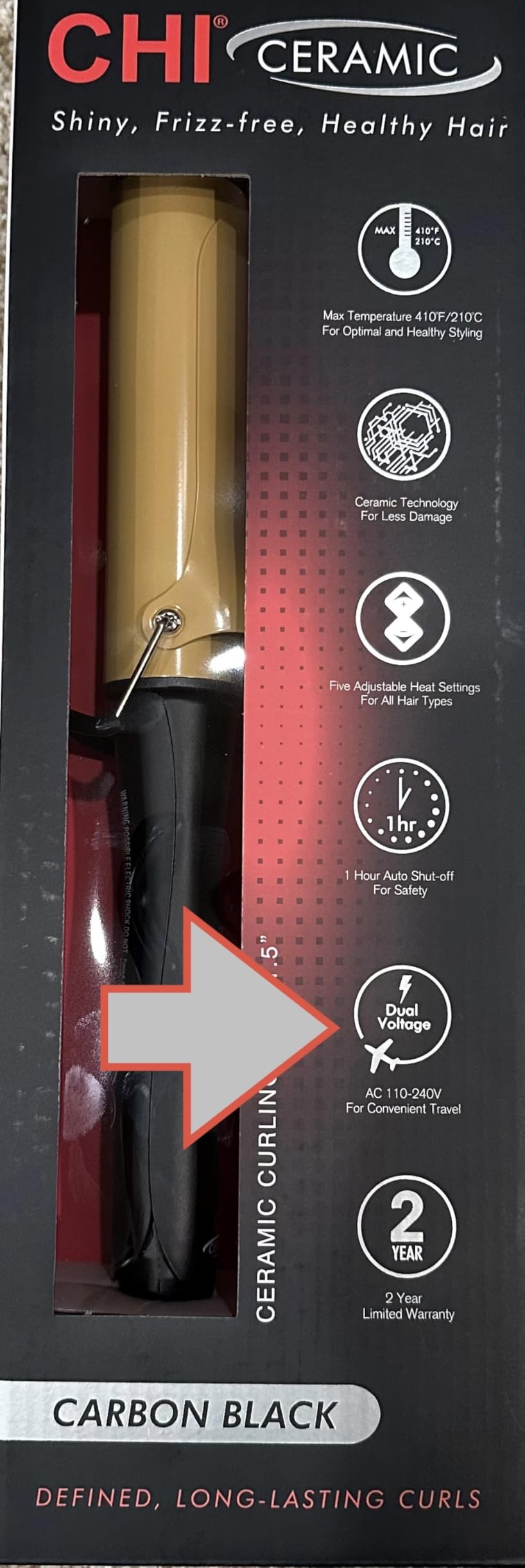 CHI Tourmaline Ceramic Curling Iron, Adjustable Temperature, Professional Tourmaline Hair Curler with Auto Shut-Off for Smooth, Frizz-Free Curls and Waves, 1 Inch Barrel customer photo 1
