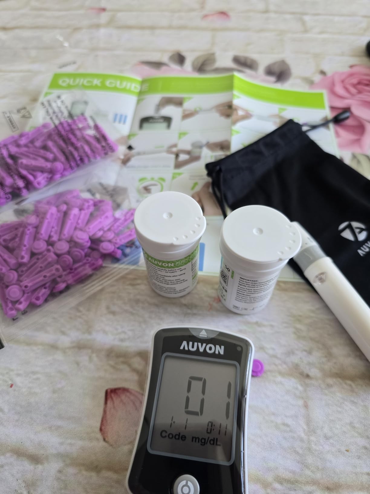 AUVON Blood Glucose Monitor Kit, High Accuracy Blood Sugar Test Kit with 50 Glucometer Strips, 50 30G Lancets, 1 Lancing Devices, DS-W Diabetes Testing Kit, No Coding Required, Travel Size customer photo 2