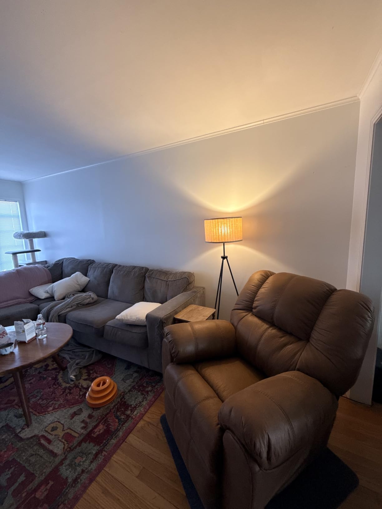 Signature Design by Ashley McGann Modern Faux Leather Manual Pull Rocker Recliner, Brown customer photo 1