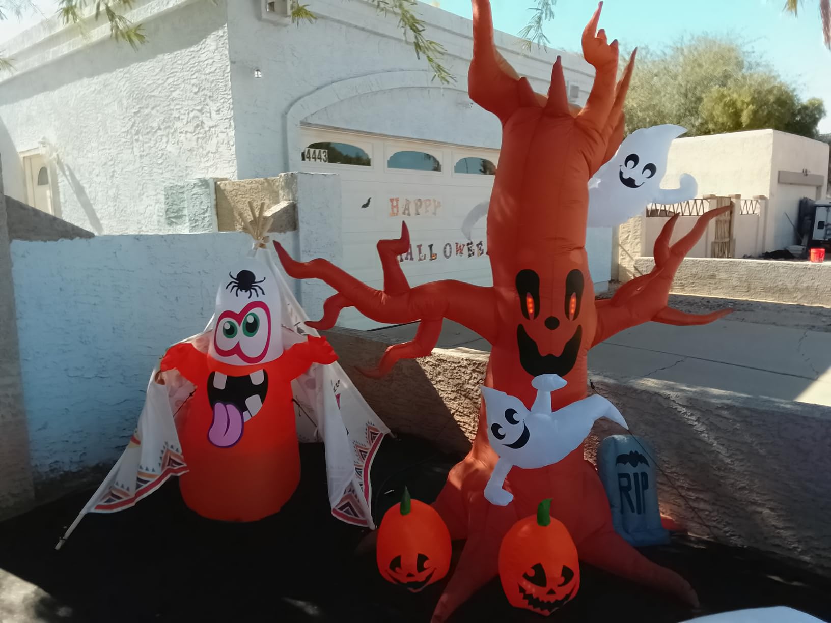 Joiedomi 8 FT Halloween Inflatable Scary Tree with Ghost Decorations, Blow Up Inflatables with Build-in LEDs Pumpkin and Tombstone customer photo 1