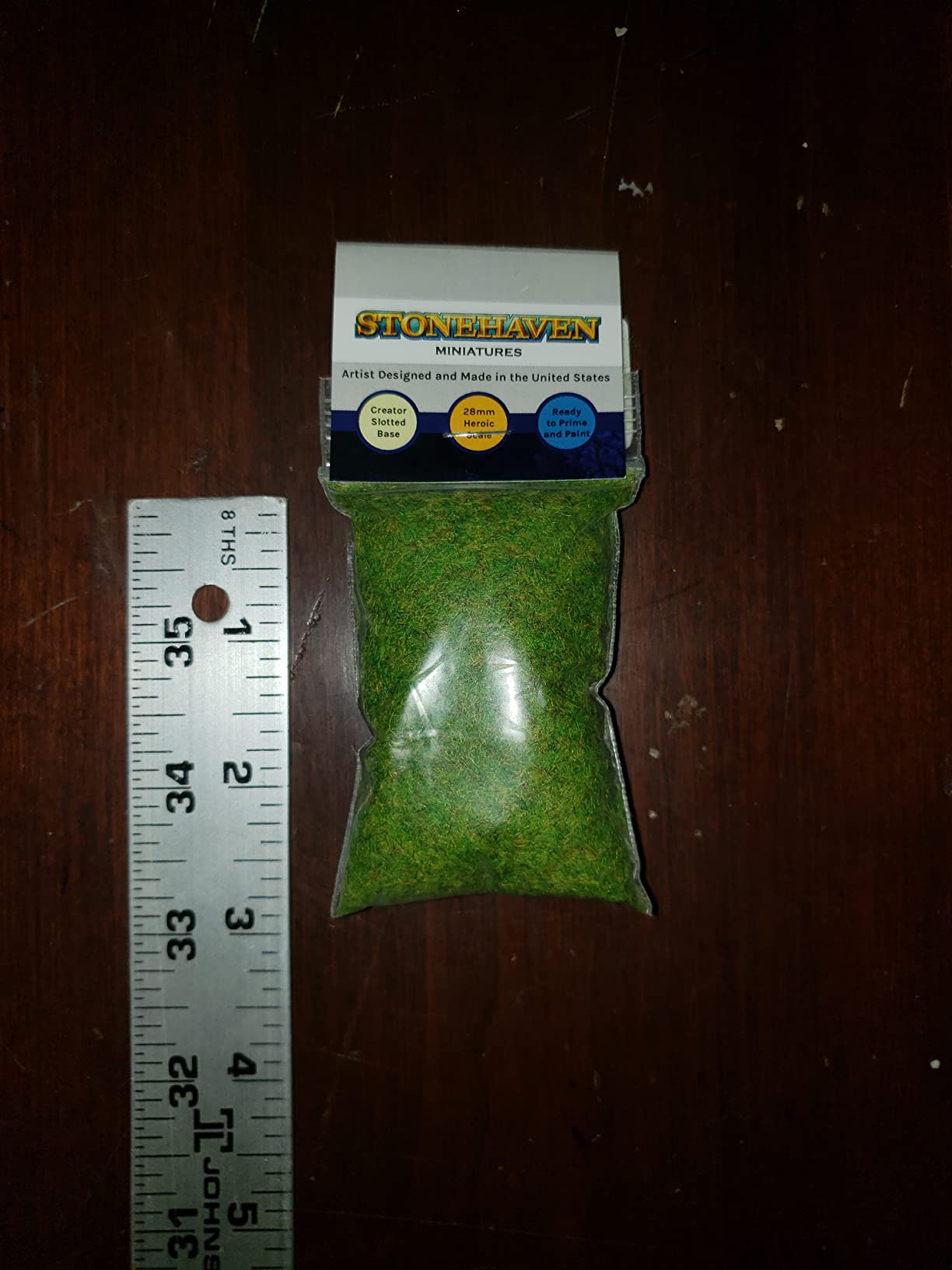 Stonehaven Miniatures Static Grass, Bright Green - 2mm Length Fibers - Master Quality Base & Scenery Flock - Realistic Texture & Detail - for 28mm Scale Table Top War Game Miniatures - Made in USA customer photo 1