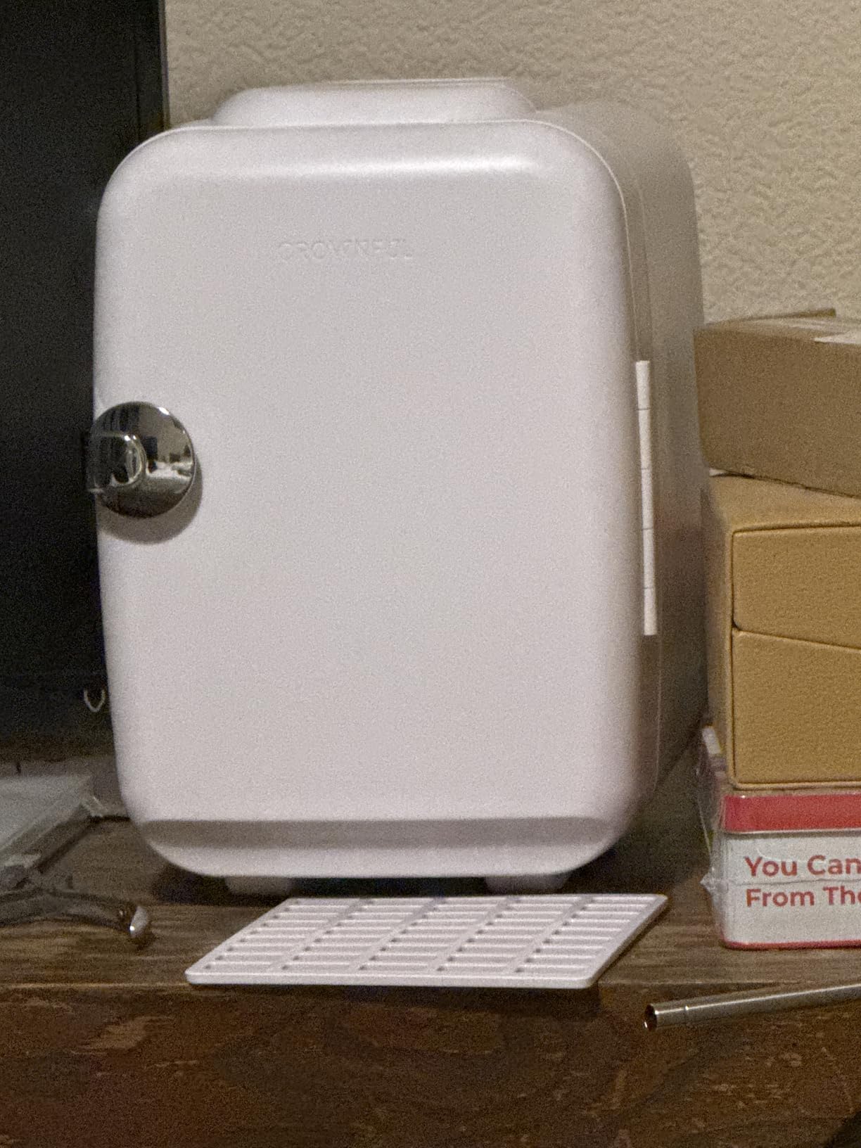 CROWNFUL Mini Fridge, 4 Liter/6 Can Portable Cooler and Warmer Personal Refrigerator for Skin Care, Cosmetics, Beverage, Food, Great for Bedroom, Office, Car, Dorm, ETL Listed (White) customer photo 1