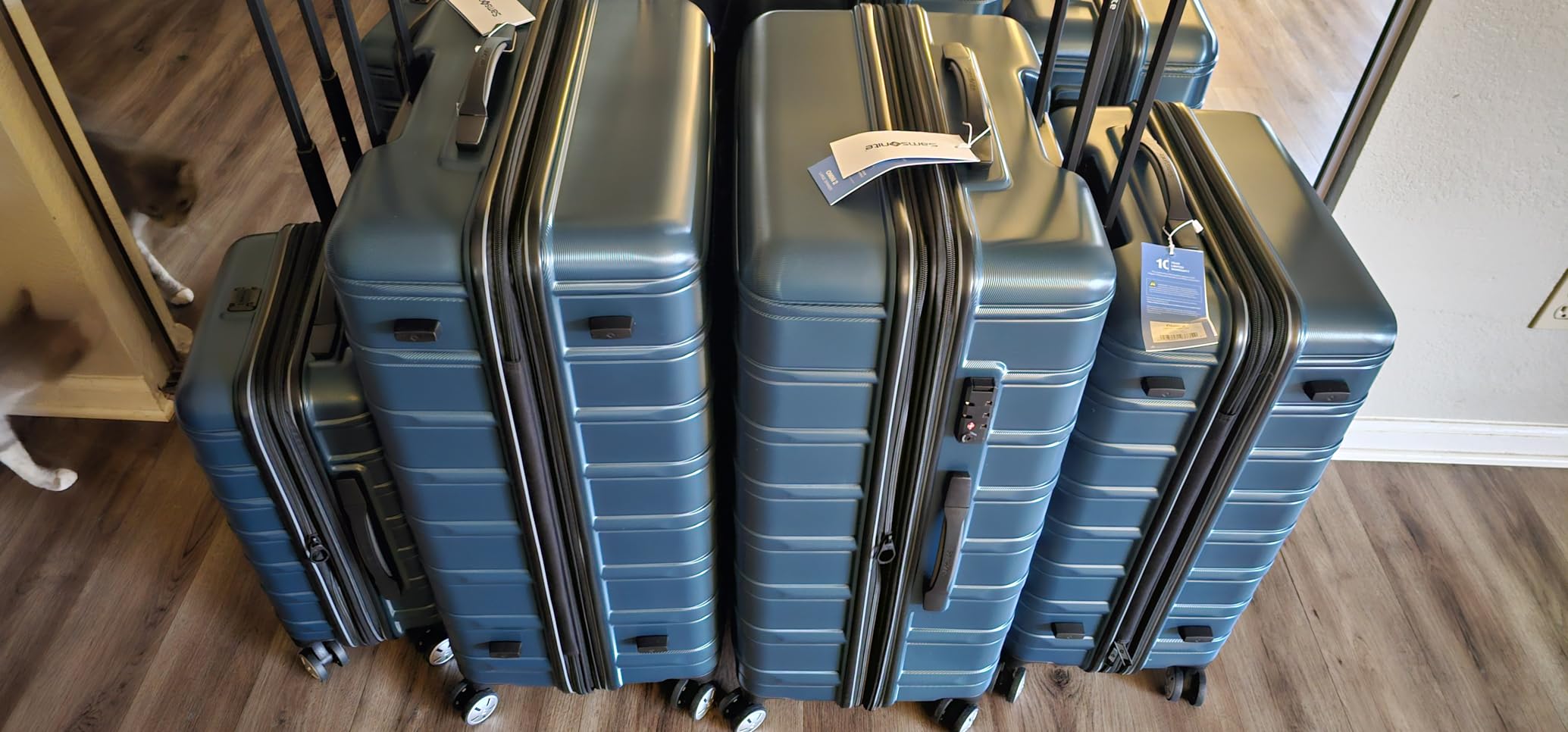 Omni 2 Hardside 3 Piece Set - Includes Global Carry-On, Medium, & Large Checked Suitcases - 360 Degree Dual Spinner Wheels - Integrated TSA Lock & Expansion - Amazon Exclusive - Artic Silver customer photo 1
