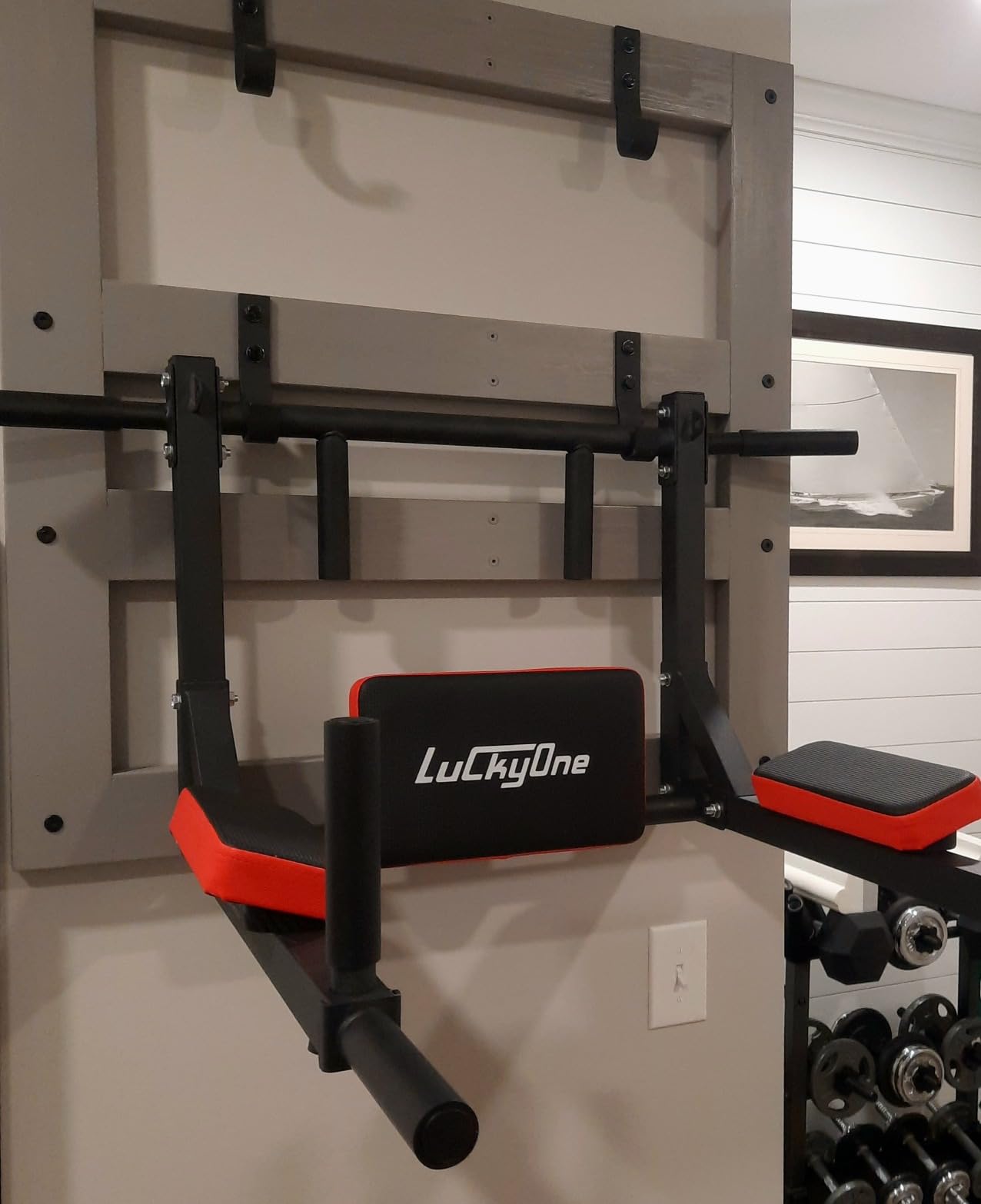 Multifunctional Wall Mounted Pull Up Bar, Heavy Duty Steel Chin Up Bar,Dip Station for Indoor Workout customer photo 2