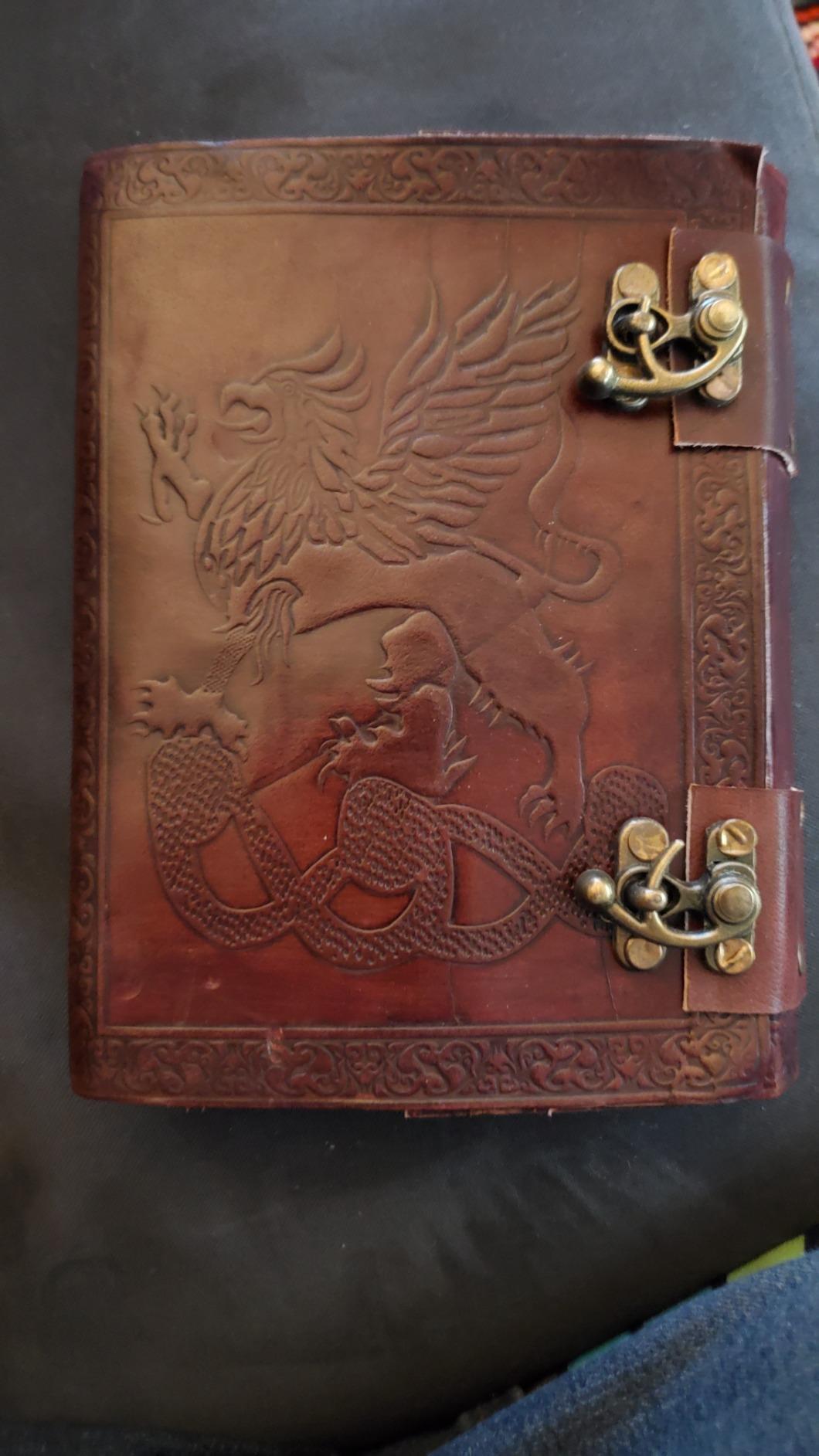 Leather Dragon Journal Notebook with Lined Paper - Dungeons and Dragons Journal Diary Notebook Dnd Book Shadows for Men women 6 x 8 inch with 220 pages Brown customer photo 1