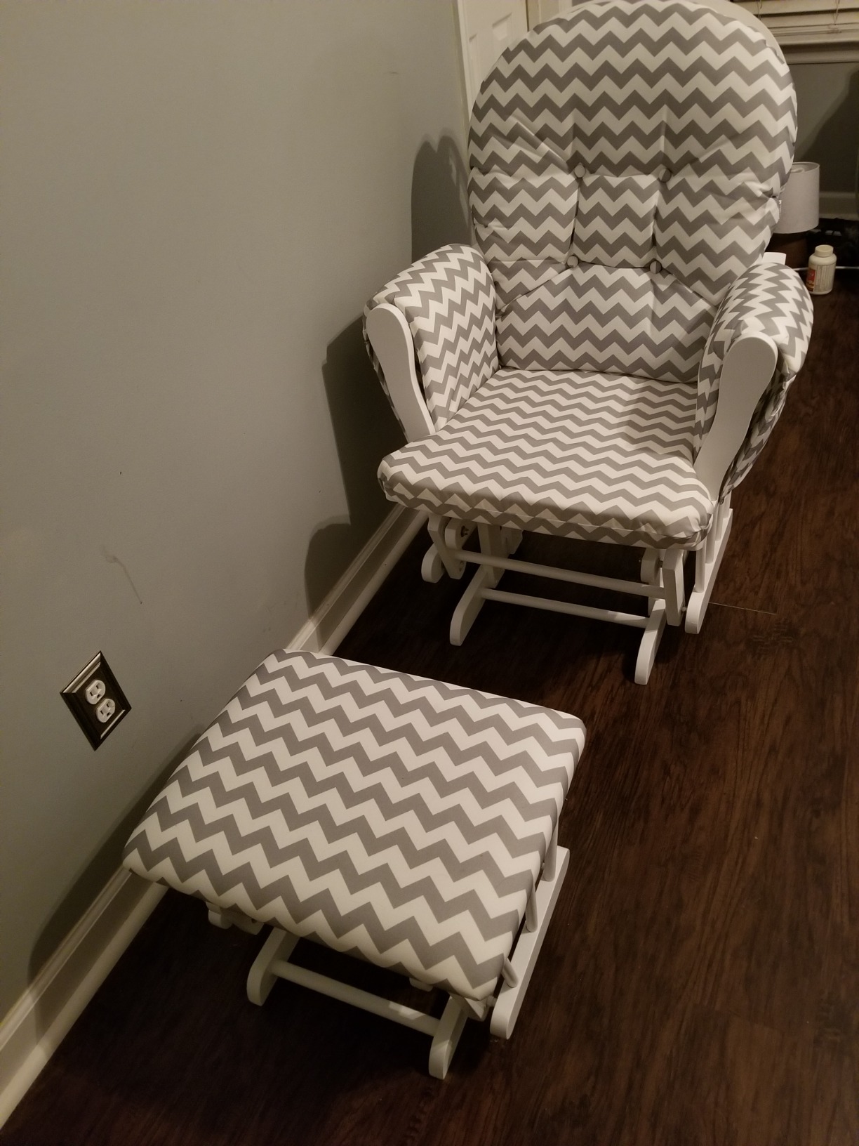 Costzon Nursery Glider with Ottoman, Upholstered Comfort Glider Rocker with Padded Cushion, Storage Pocket, Solid Wood Base, Rocking Chair Nursery for Breastfeeding, Napping (Brown) customer photo 2