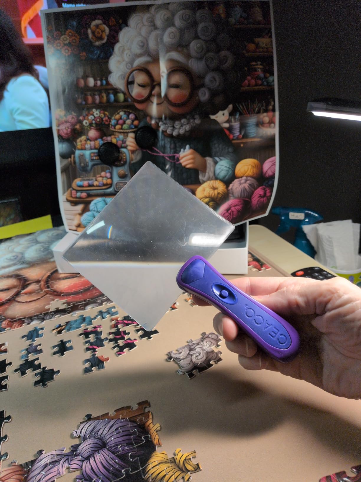 Ceaco Puzzle Scoop with LED Light & 3X Magnifier - Jigsaw Puzzle Accessory for Lifting & Moving Sections, Low Vision Aid, Puzzle Tool Gift for Adults & Seniors customer photo 2