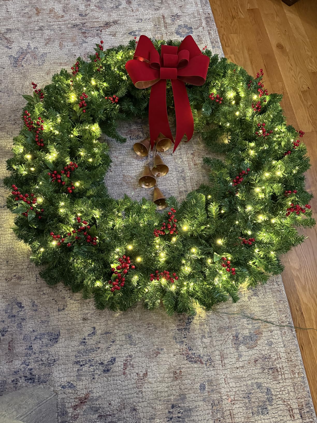 Best Choice Products 48in Large Artificial Pre-Lit Fir Christmas Wreath Holiday Accent Decoration w/ 200 LED Lights, 714 PVC Tips customer photo 2