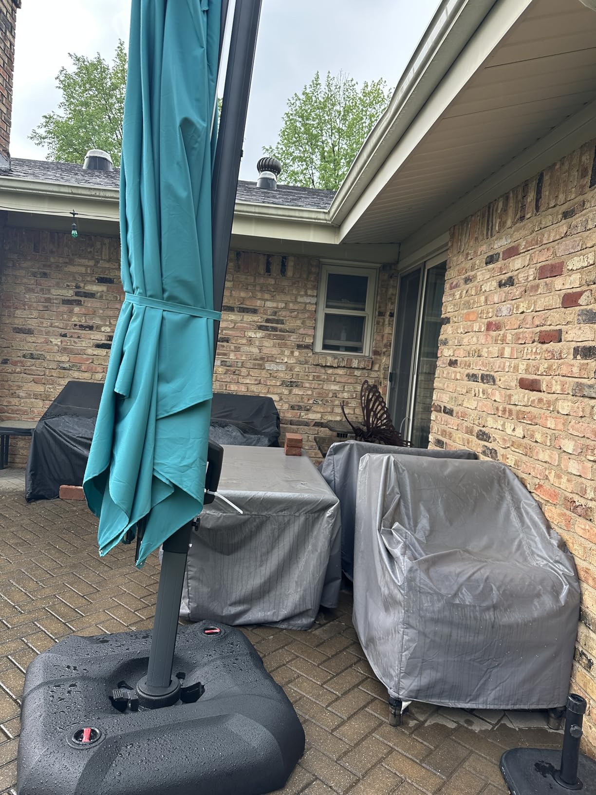 PURPLE LEAF 9' X 11.5' Patio Umbrella Outdoor Cantilever Rectangle Umbrella Aluminum Offset Umbrella with 360-degree Rotation for Garden Deck Pool Patio, Grey customer photo 2