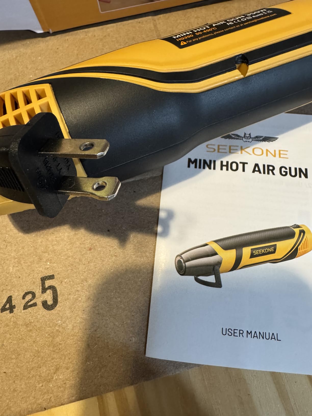 SEEKONE Mini Heat Gun, 350W 2-Temp Settings 500℉ & 842℉ Fast Heat Hot Air Gun Tool with Reflector Nozzle and 4.9Ft Long Cable Overload Protection for Crafting, Vinyl Wrap and Shrink Tubing customer photo 1