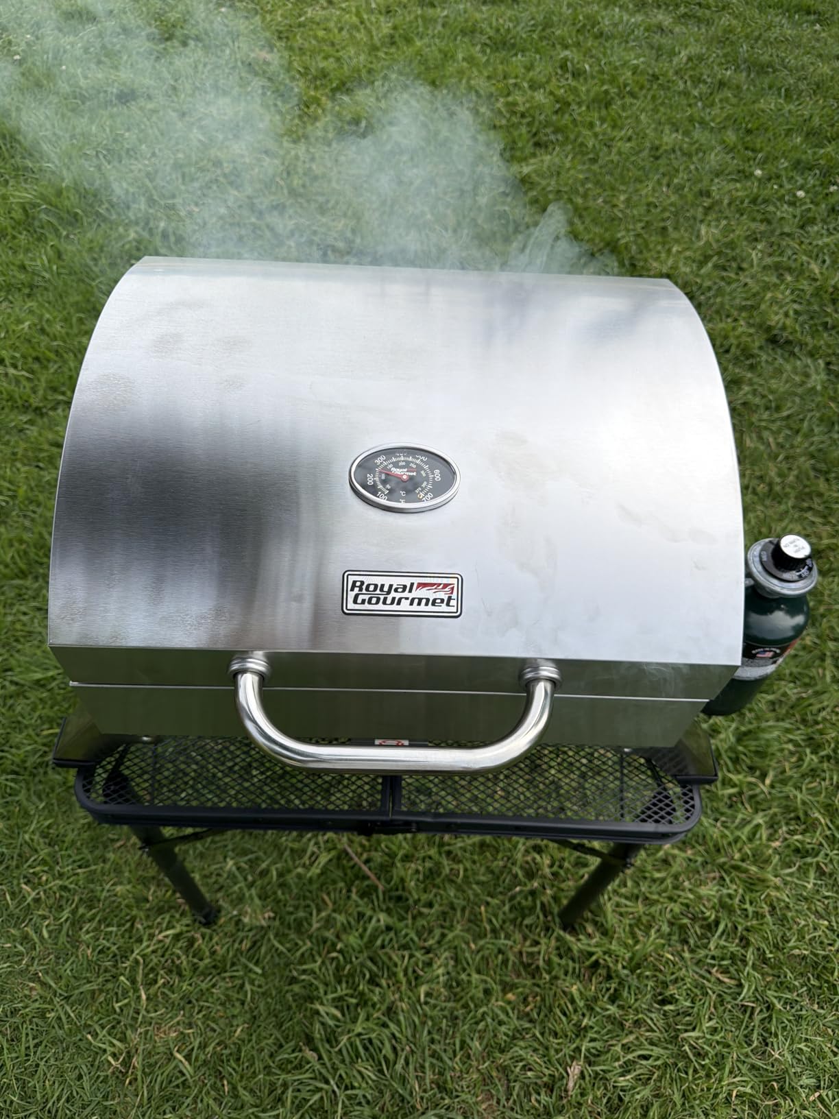 Royal Gourmet GT1001 Stainless Steel Portable Grill, 10000 BTU BBQ Tabletop Gas Grill with Folding Legs and Lockable Lid, Outdoor Camping, Deck and Tailgating, Silver customer photo 2