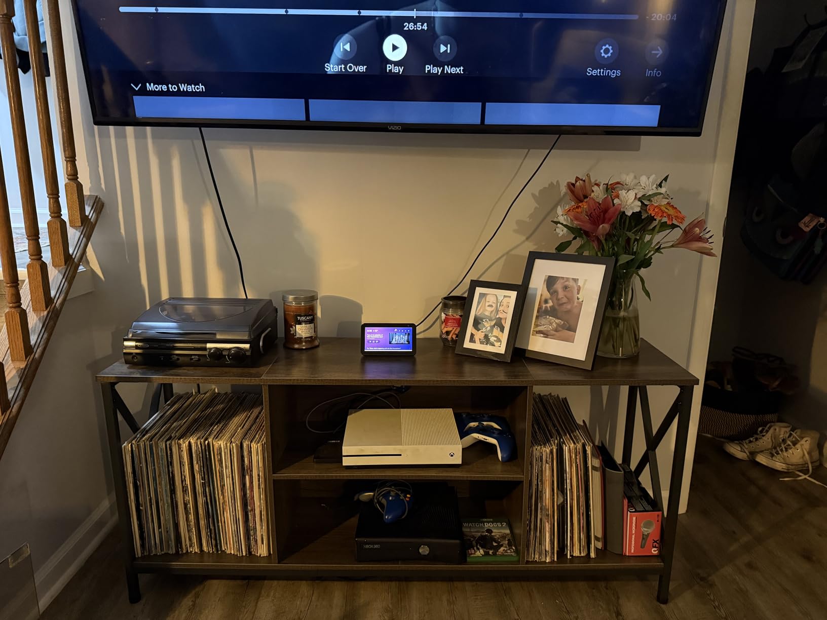Yaheetech TV Stand for TVs up to 65 Inch, 55 Inch Entertainment Center with Storage, Wood TV Console with Shelves for Living Room, Gray customer photo 2