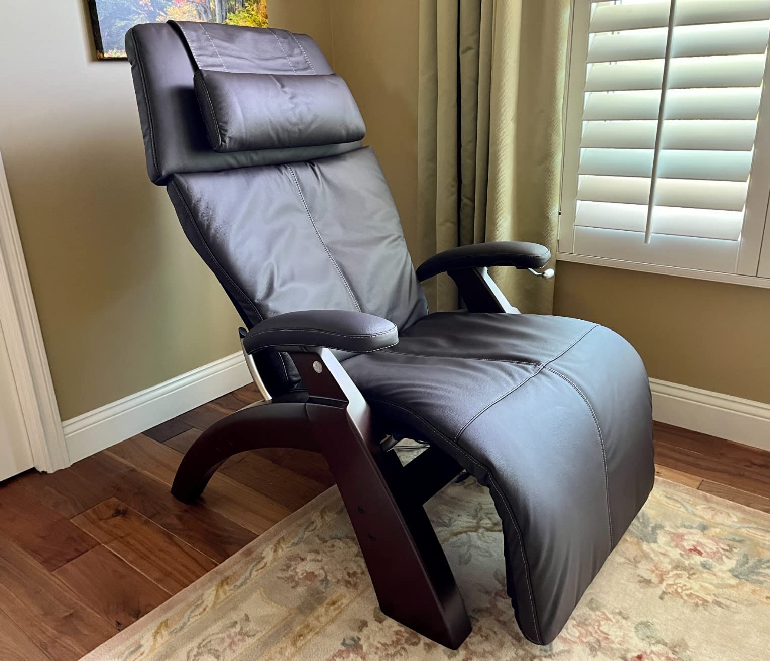 Human Touch Perfect Chair PC-350 Power Recliner - Zero Gravity Electric Chair for Adults, Breathable Top Grain Leather, Lumbar Support, Living Room & Home Office, Dark Walnut Espresso, 3-Year Warranty customer photo 1