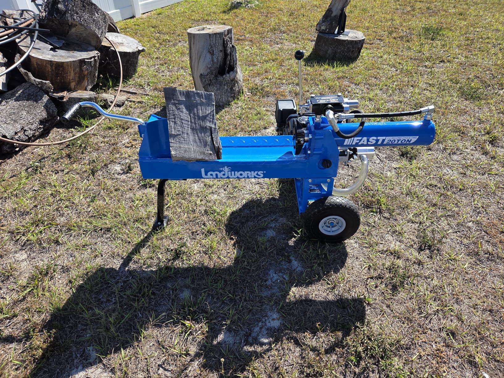 Landworks Log Splitter Portable 20 Ton Rapid Auto Return Ram System Bucher Gear Pump 7HP Engine Horizontal Full Beam Steel Wedge Firewood Splitting Forestry Harvesting customer photo 1