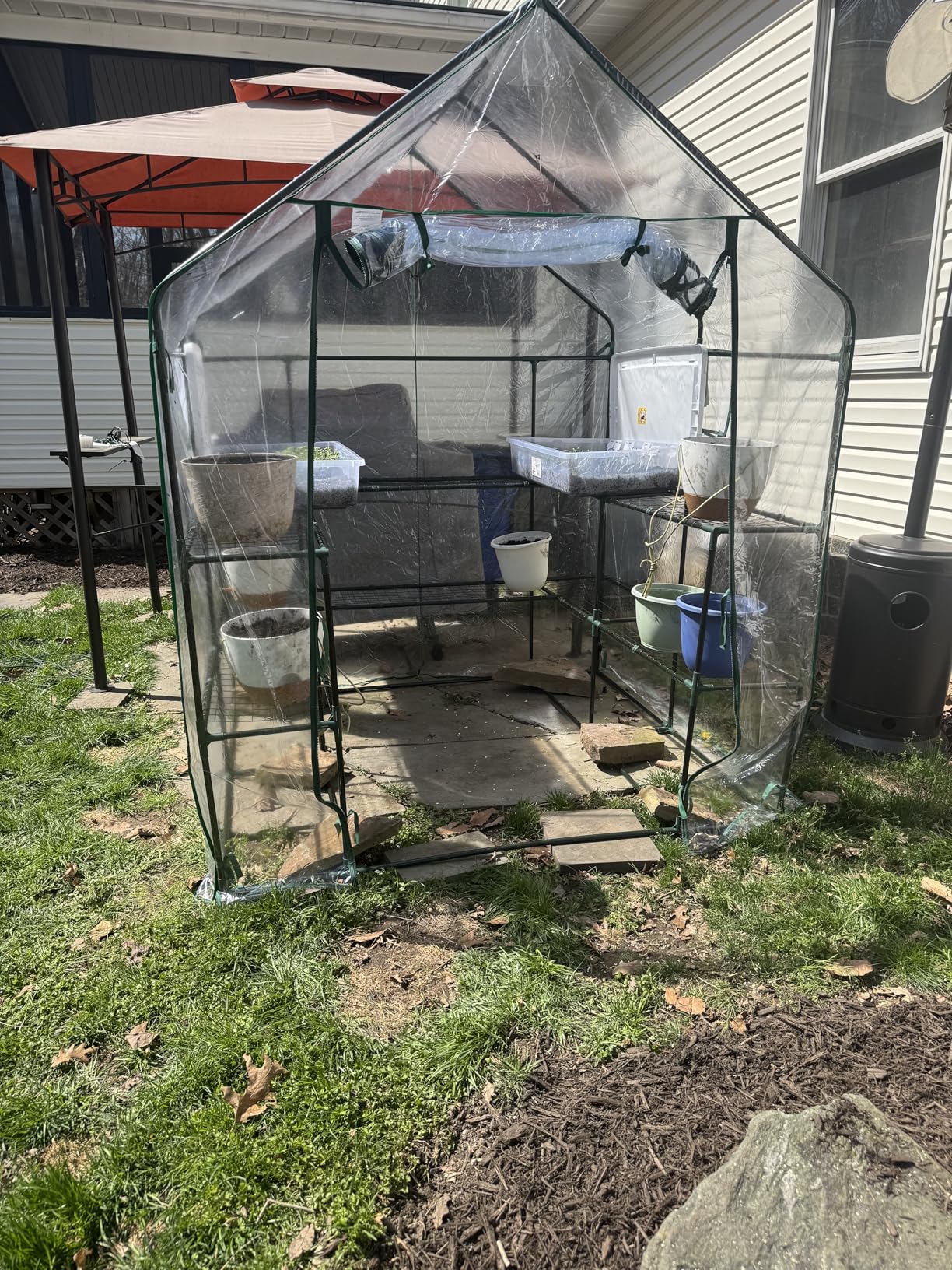 SUNGIFT Walk-in Greenhouse for Outdoors, 57x61x80 Inch Large Greenhouse, 3 Tiers 10 Shelves Mini Green House Kit with Observation Windows Roll-up Door customer photo 1