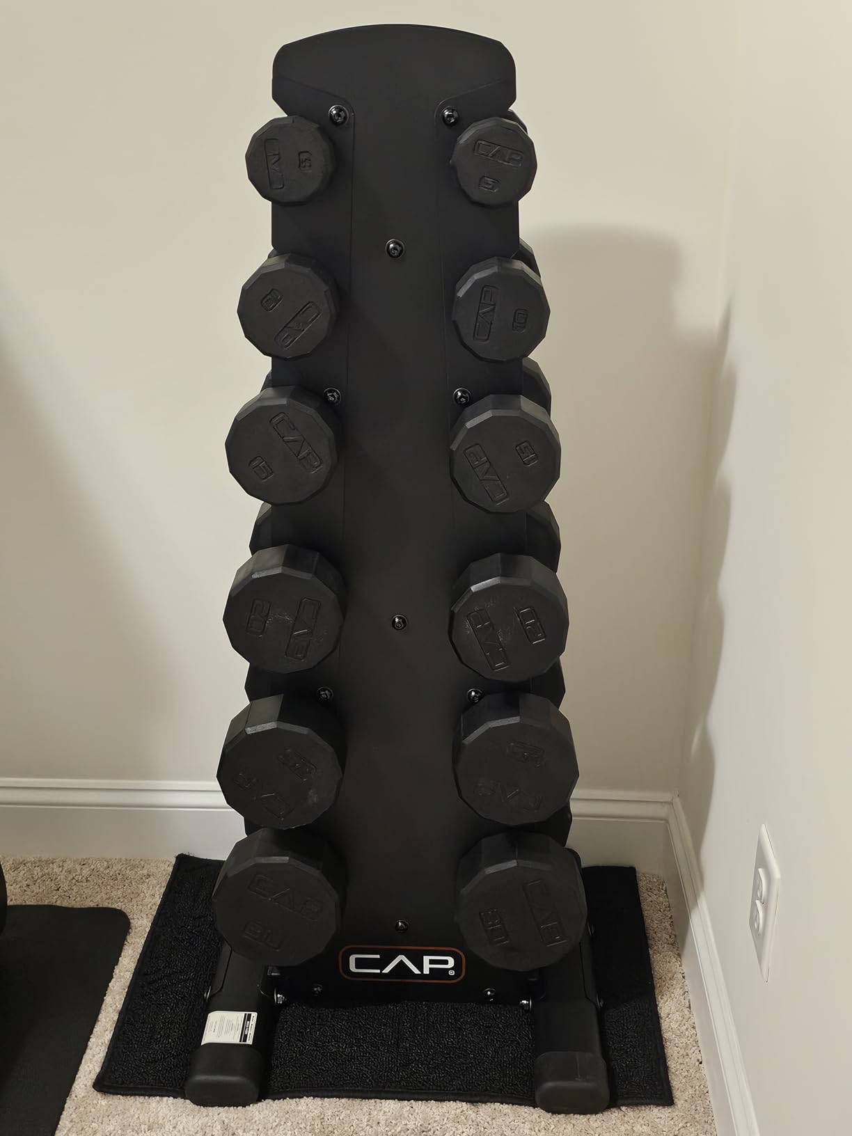 CAP Barbell Rubber Coated Hex Dumbbell Set with Storage Rack | 100-210 lb Options customer photo 2