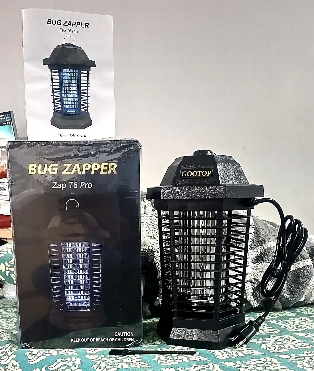GOOTOP Bug Zapper Outdoor, Mosquito Zapper, 3 Prong Plug in Electric Fly Zapper, Mosquito Killer, Fly Traps, Flying Insects Zapper Indoor Outdoor, 4200V, ABS Plastic Outer (Black) customer photo 2