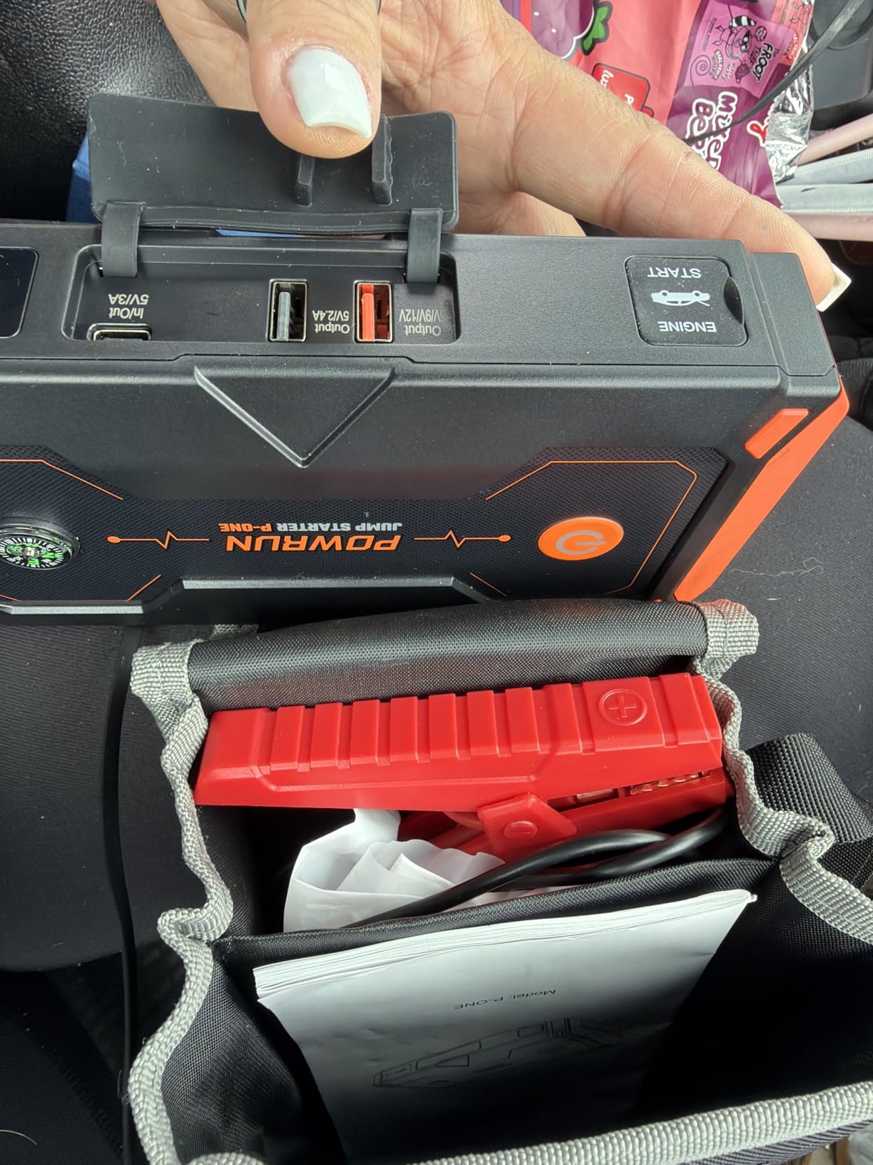 Powrun P-ONE Jump Starter, 2000A Portable Jump Box - Car Jump Starter Battery Pack for up to 8.0L Gas and 6.5L Diesel Engines, 12V Battery Jump Starter with Carry Case (Orange) customer photo 2