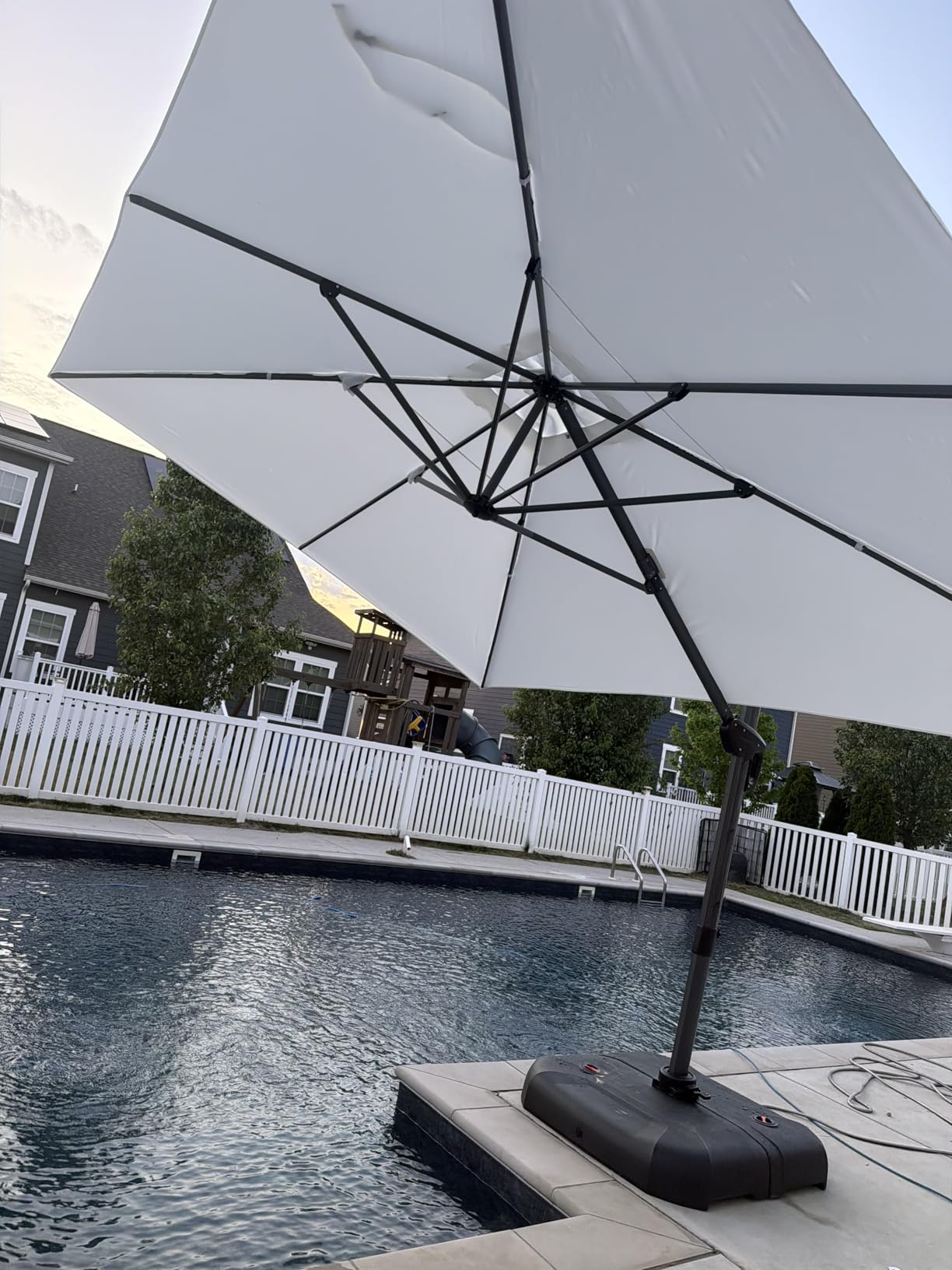 PURPLE LEAF Patio Umbrella with Base 10 Feet Outdoor Cantilever Square Umbrella Aluminum Offset Umbrella with 360-degree Rotation for Garden Deck Pool Patio, Navy Blue customer photo 1