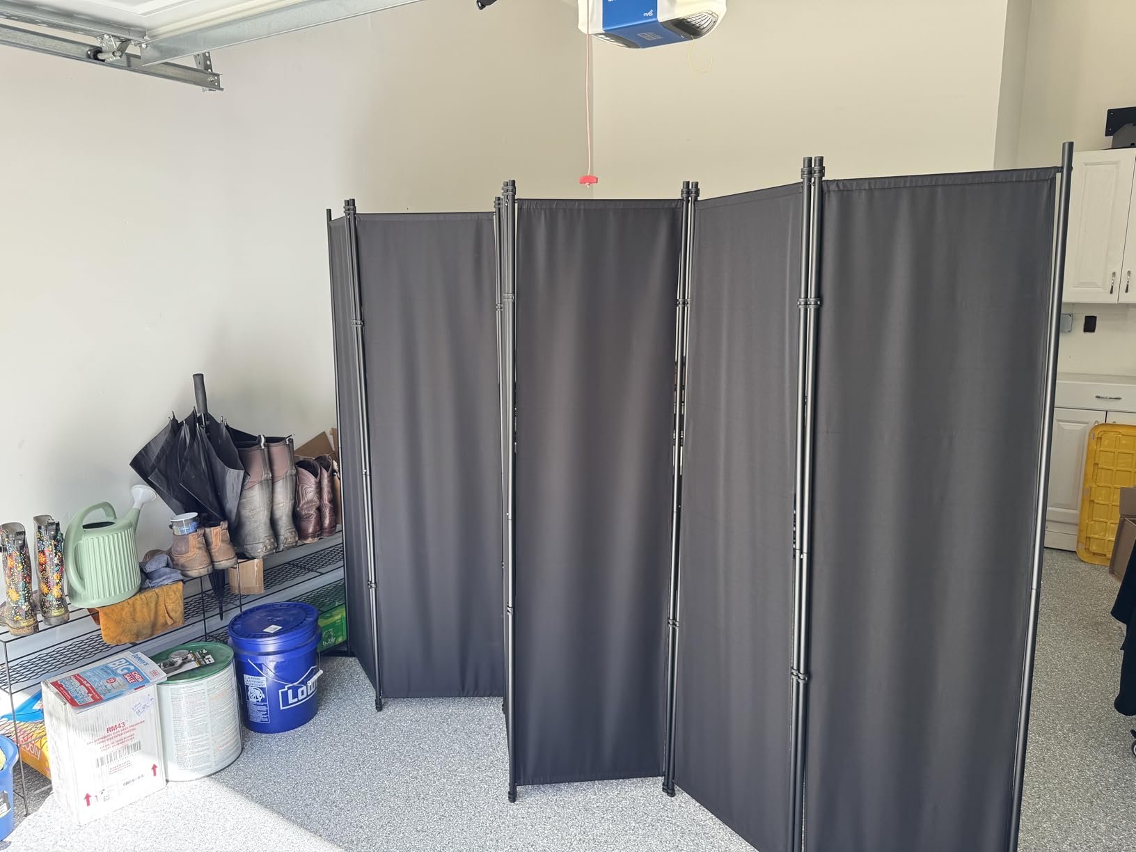 MAYOLIAH 6 Panel Folding Privacy Screen 9ft Wide, 6ft Tall Partition Room Divider Portable Office Walls Dividers, Black customer photo 1