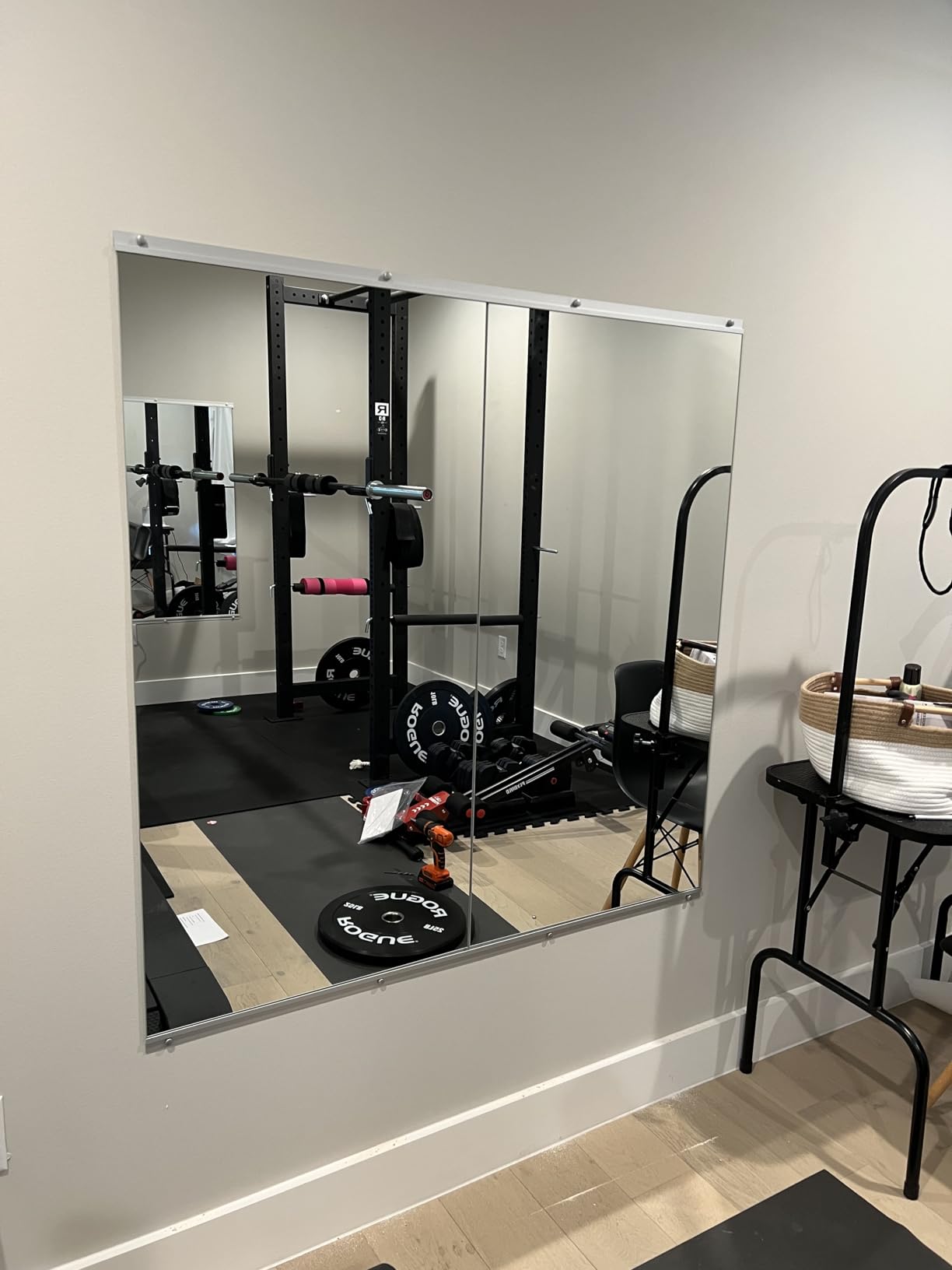 Delma Home Gym Mirror, 48''x24''x2PCS Silver, Large Full Body Tempered Glass Frameless, Wall-Mounted for Gym, Yoga, Garage, Bedroom, Bathroom customer photo 2