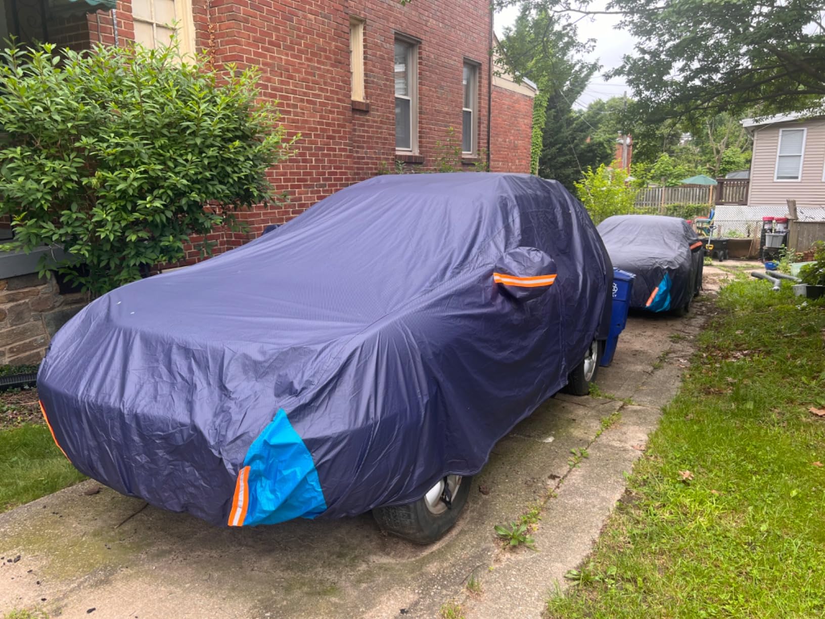 Car Cover Waterproof All Weather for Automobiles, 6 Layers Outdoor Full Exterior Cover Rain Sun UV Snowproof Protection with Zipper Cotton, Mirror Pocket for Sedan (190-195 inch) customer photo 2