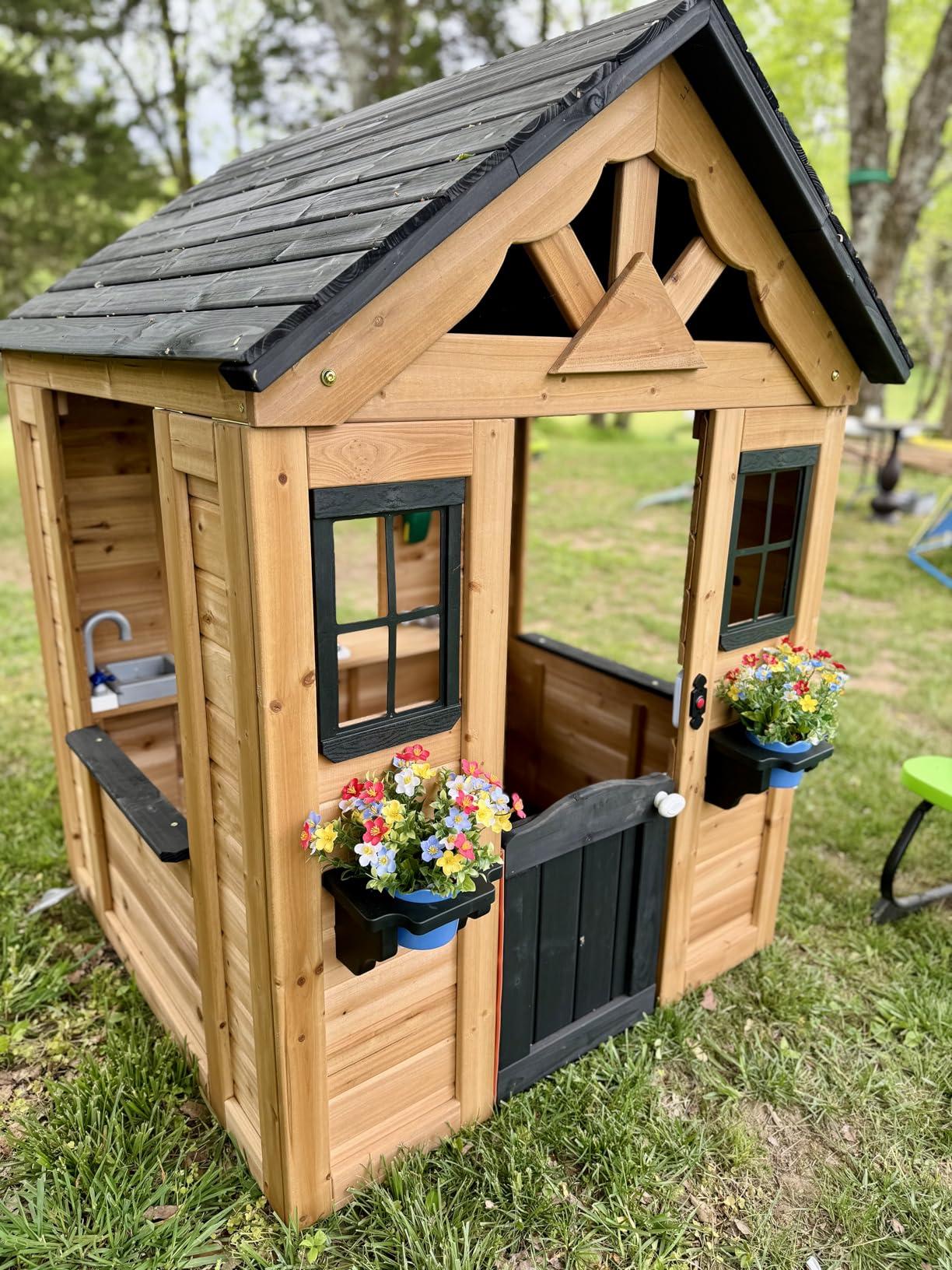 Backyard Discovery Sweetwater White Cedar Wooden Kids Playhouse Cottage customer photo 2
