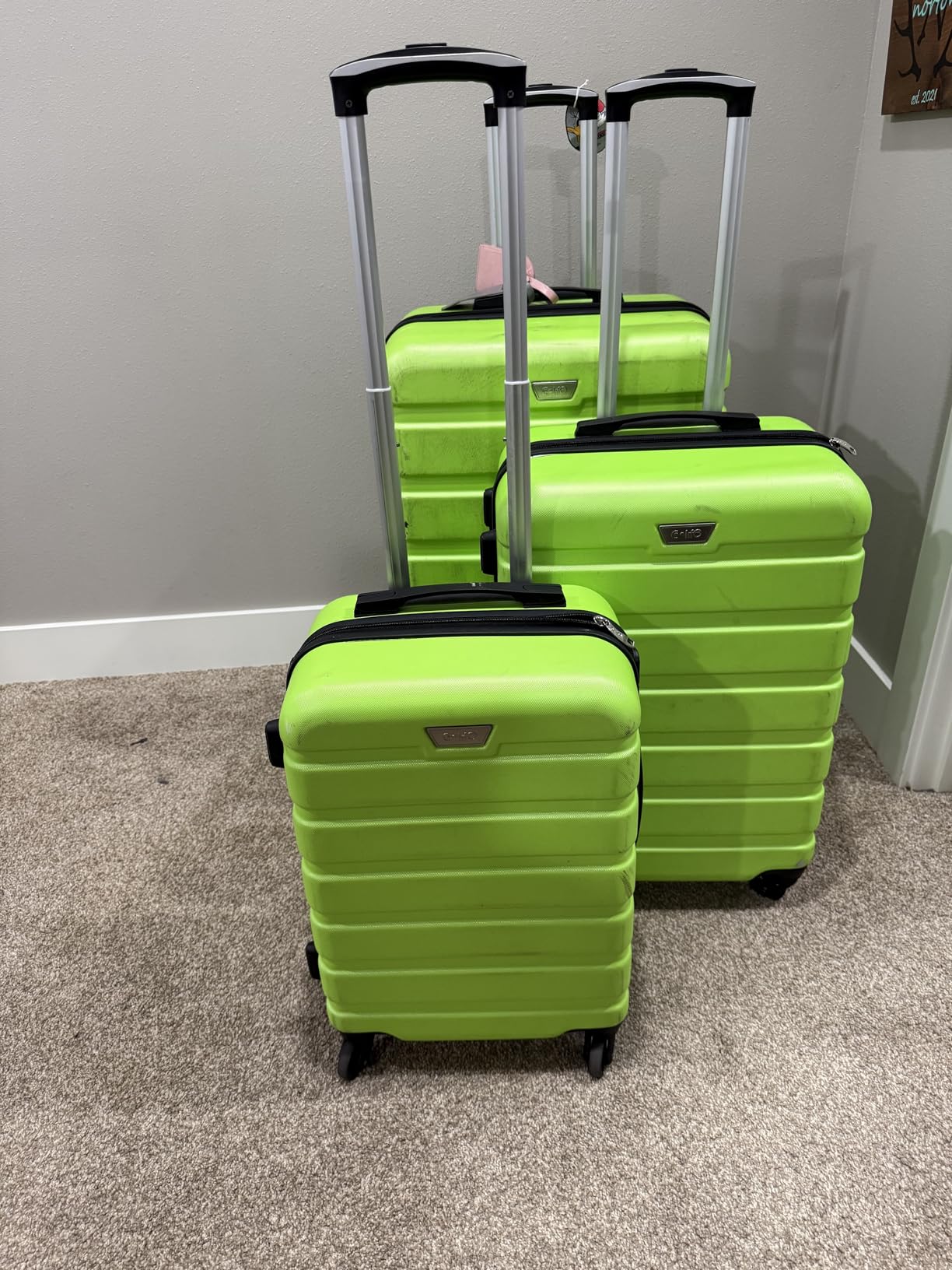 Luggage 3 Piece Set, Lightweight Durable Hardshell Suitcase set with 360 Spinner Wheels, TSA-approved Lock, Checked Family Travel Luggage sets, 20/24/28 Inch, Apricot White customer photo 1