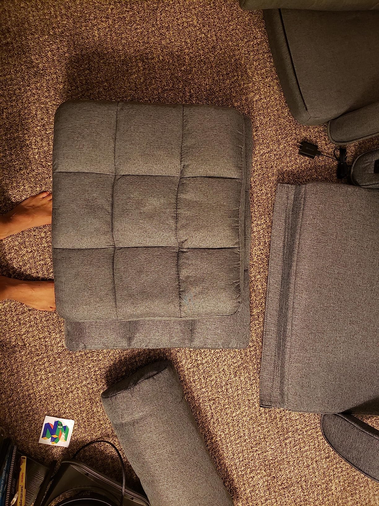 STHOUYN Comfy Floor Chair Bedroom 2 USB Charging Ports, 5-Position Couch Gaming Lounge Chairs Adults, Indoor Folding Lazy Sofa Meditation Arm Dorm Chair Living Room (Grey) customer photo 2