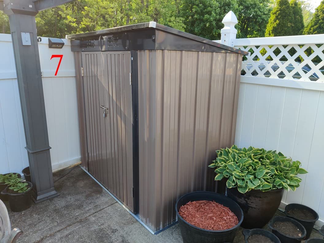 Gizoon 6' x 4' Outdoor Storage Shed with Double Lockable Doors, Anti-Corrosion Metal Garden Shed, Waterproof Shed Outdoor Storage Clearance for Backyard Patio Lawn-Dark Gray customer photo 2