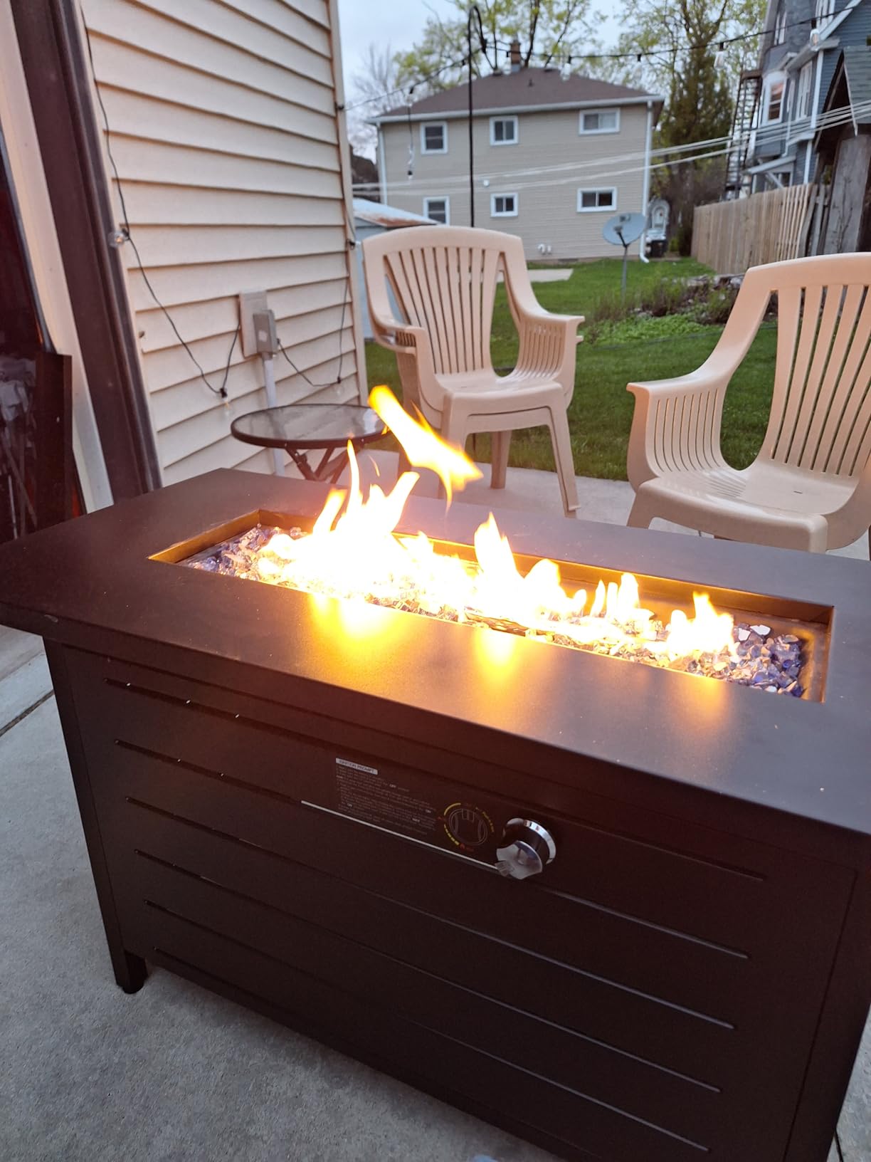 Ciays 42 Inch Gas Fire Pit Table, 60,000 BTU Propane Fire Pits for Outside with Steel Lid and Lava Rock, 2 in 1 Fire Pit Table Gatherings Parties on Patio Deck Garden, CSA-Listed, Black,CIFPT5B customer photo 1
